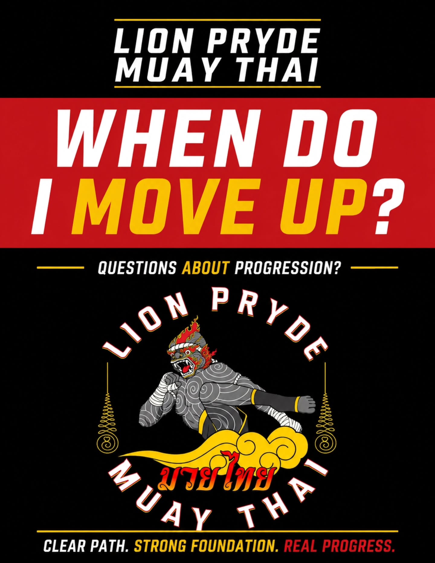 LION PRYDE MUAY THAI – STUDENT PROGRESSION
One of the most common questions we get is, "When do I move up?" or "When can I fight?" Here's how progression works at Lion Pryde.
BEGINNER CLASS
This is where we build your foundation. You'll learn proper stance, movement, strikes, and basic pad holding while working closely with the coach.
Most students who attend 2–3 classes per week are ready to move into the Intermediate Class in about a month. Students who train less consistently will naturally take longer because skill development depends on repetition.
INTERMEDIATE CLASS
This is where your knowledge starts to grow. You'll learn not only how to perform techniques, but when and why to use them. You'll develop better footwork, defense, timing, feints, pad work, partner drills, and eventually begin controlled sparring.
This stage is where most of your growth happens.
ADVANCED / LEVEL 1 / FIGHT TEAM
Moving into the Advanced Class is earned, not automatic.
Promotion is based on:
• Consistent attendance (typically 2–3 classes every week)
• Coachability
• Solid understanding of the fundamentals
• Good control, conditioning, and training habits
For most students, this takes at least six months of consistent training, but there is no set timeline. Simply being a member for six months isn't the same as consistently training for six months.
LEVEL 1 TESTING & COMPETITION
Before anyone is allowed to compete, they must first earn a place in the Advanced Class and demonstrate they are ready for Level 1 Testing.
Once Level 1 is earned, students may begin with PKB (Point Kickboxing) or semi-contact Muay Thai to gain competition experience.
Most students complete 2–4 successful PKB matches before being considered for full-contact competition.
OUR PHILOSOPHY
Our goal isn't to move students up as quickly as possible. Our goal is to make sure every student has the skills, conditioning, confidence, and experience to succeed safely at the next level.
Everyone progresses at a different pace, but one thing is always true:
Consistency creates progress.
Show up consistently. Stay coachable. Trust the process. Your opportunities will come.