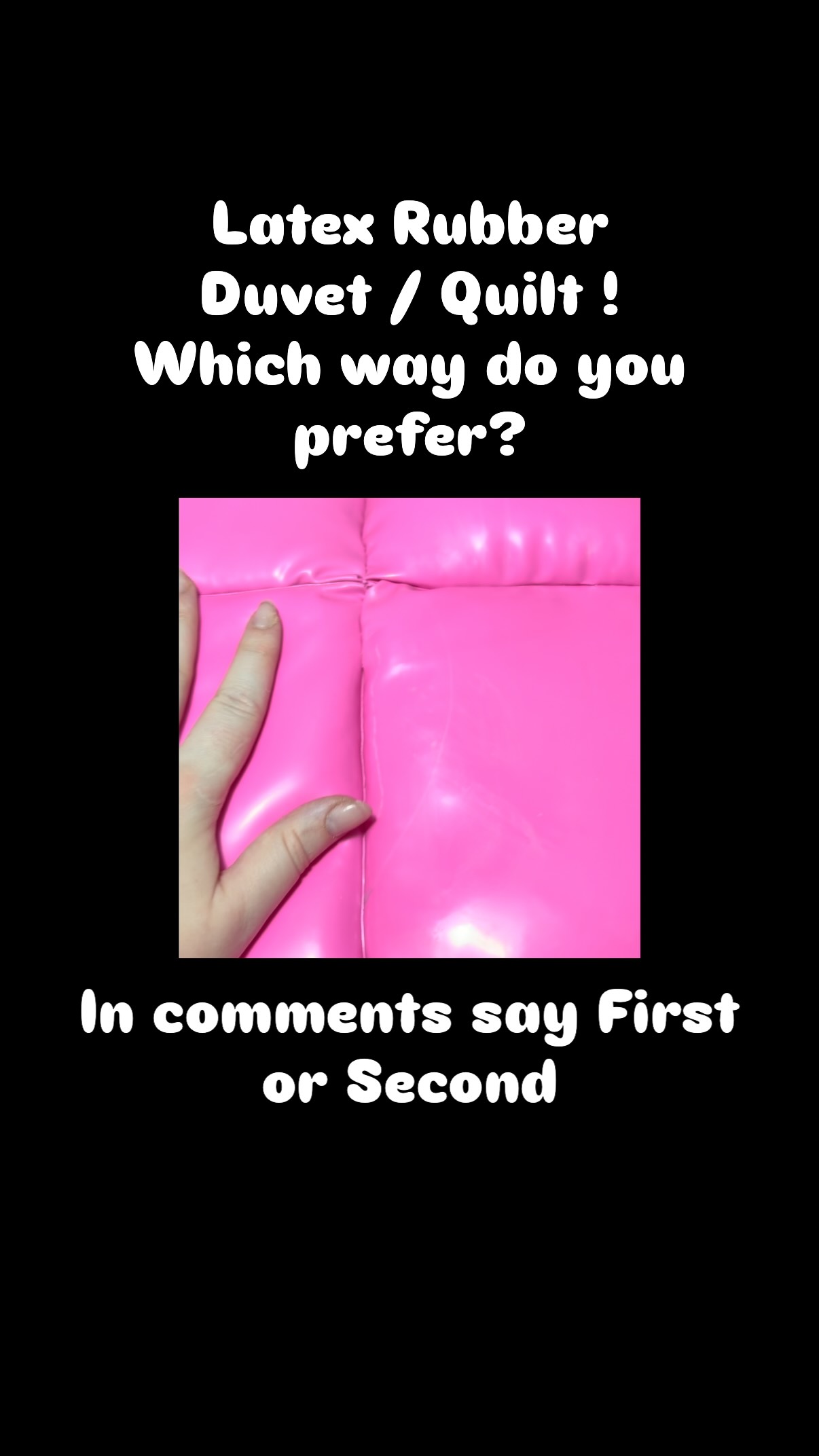 Which style Rubber Latex Duvet / quilt do you prefer? You could have joined seams or spaced seams. This is made with 1” batting for squishy soft feeling. A king size would use 15 meters of latex! You could have two colours and various square quilt patterns . #latex #rubber #quilts #duvet #latexfetish