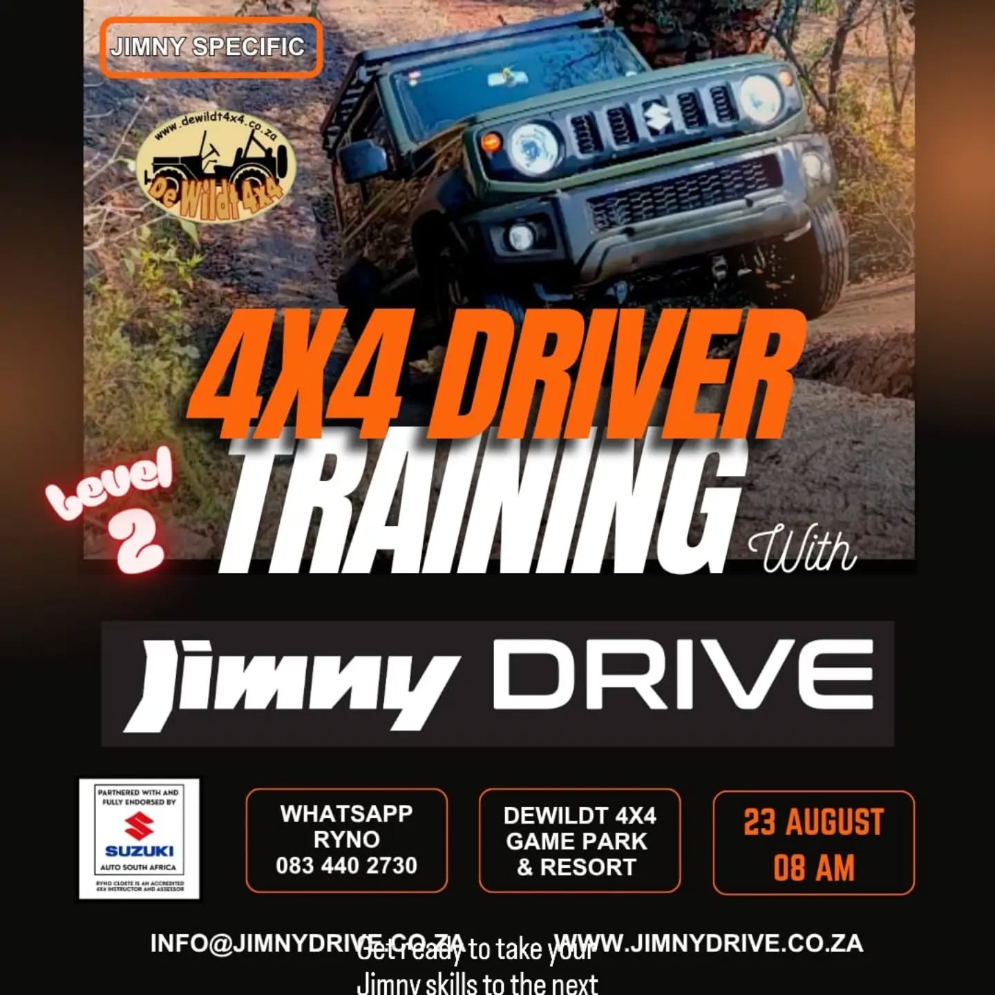 Get ready to take your Jimny skills to the next level!
π L2 π 4x4 Course,
23rd August 26
@dewildt4x4_gamepark near Harties.
π If you've conquered our JimnyDRIVE L1 course, this one's for you! πͺ
Learn expert techniques to tackle tough terrain with confidence. Exclusive to JimnyDRIVE L1 graduates!
For more information, contact Ryno via WhatsApp 083 440 2730
#suzuki_za #jimny4x4 #4x4Training #dewildt4x4