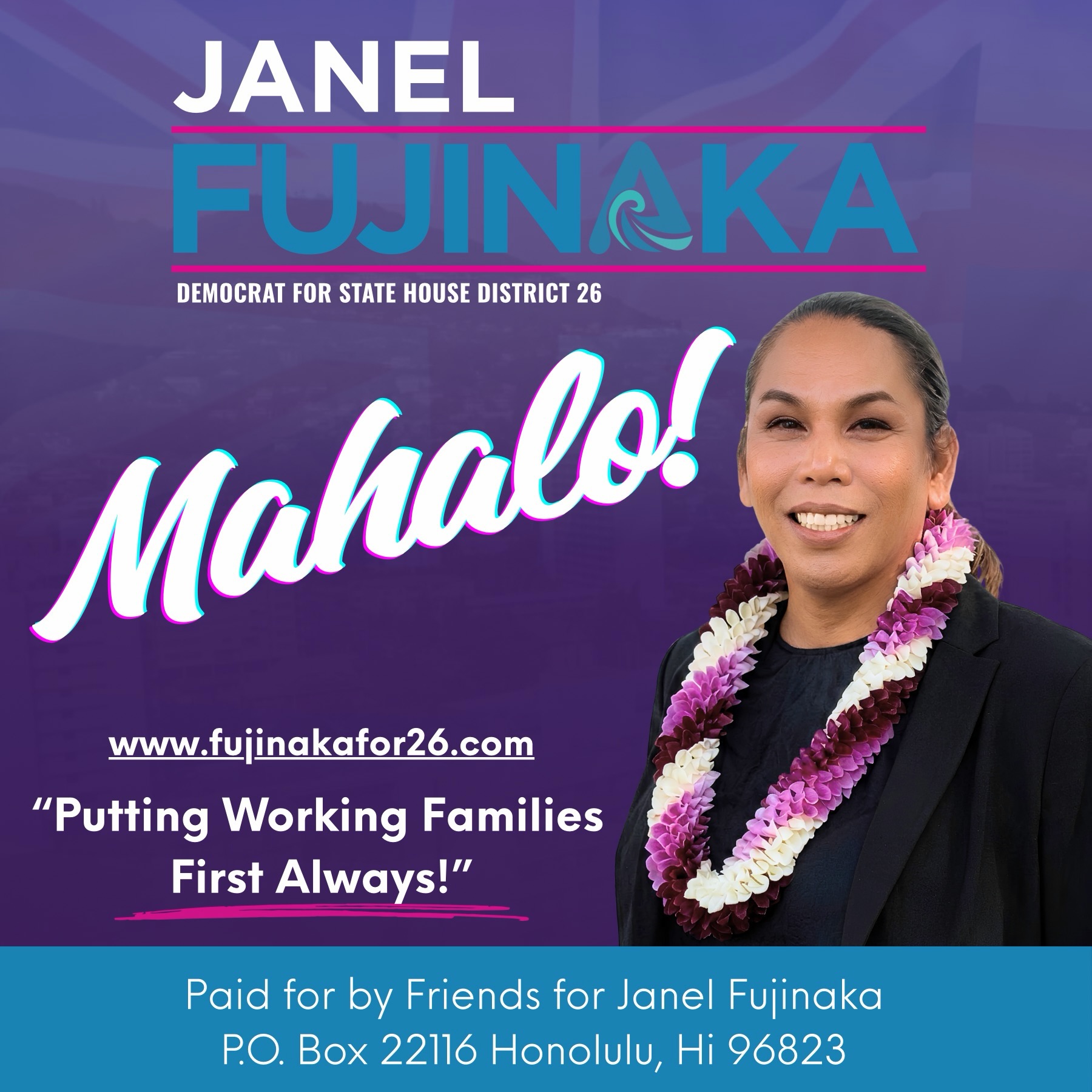 Mahalo to the many who supported me, signed waved for me, showed up, stood beside me, and believed in me. To everyone who took the time to come out and sign wave, knock doors, spread the word, or simply offer a word of encouragement, I see you, and I am deeply grateful.
This was a clean, honest, and truthful campaign.
It wasn’t bought by special interests or corporate PAC money. It wasn’t built on backroom deals or political favors. It was real, raw, grassroots, and 100% me.
I am incredibly grateful for the support, the trust, and the confidence you placed in me.
But our work doesn’t end here.
We still have every right, and every responsibility, to question leadership, question motives, demand transparency, and hold accountable those who choose to hold onto power.
The time for change was now. You made your choice, and I respect that choice.
Now we have an opportunity to move forward and hope for better days ahead.
Hopefully, life gets better for working families. Hopefully, “affordable” actually becomes affordable. Hopefully, special interests don’t get to dictate the future of our communities.
Whatever comes next, I know one thing:
We did this the right way.
We stayed rooted in truth. We stayed true to who we were. We didn’t compromise our values, and we didn’t sell our message.
For that, I am proud.
For your support, I am humbled.
For the opportunity to stand up and fight for what I believe in, I am forever grateful.
Mahalo, from the bottom of my heart.