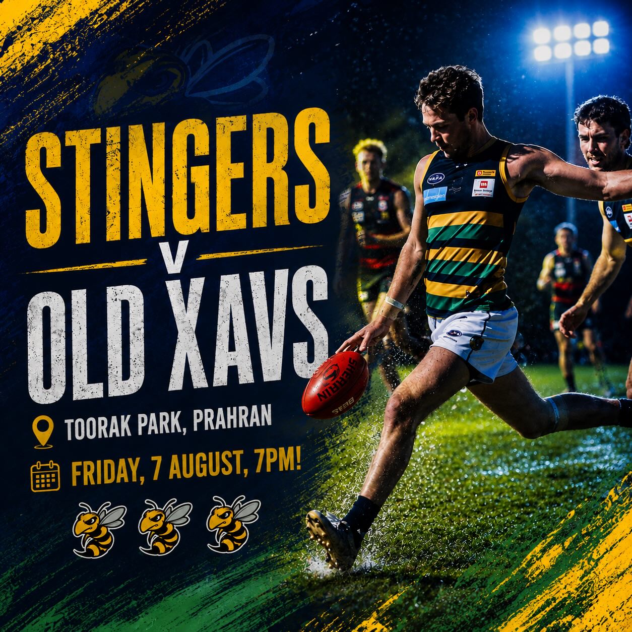 Get down to Toorak Park TONIGHT for the Stingers ππ huge clash under lights against Old Xavs!
Should be a belter! Ball bounces at 7pm!
#goSKOBππππ