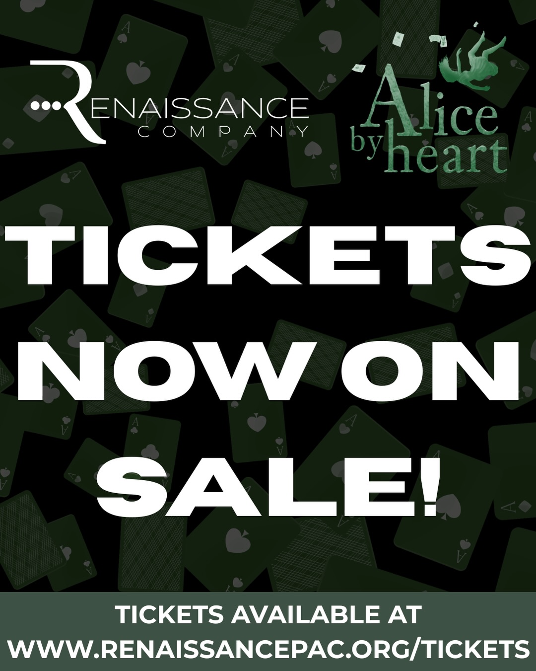 Donβt be late for a very important date! β±οΈβ₯οΈπ
Tickets for the Renaissance Companyβs production of ALICE BY HEART are on sale! ποΈ
Seating is limited for all productions, so get your tickets before itβs too late!
π»: www.renaissancepac.org/tickets or at the link in our bio!
#tickets #musical #production #performance #renpac
