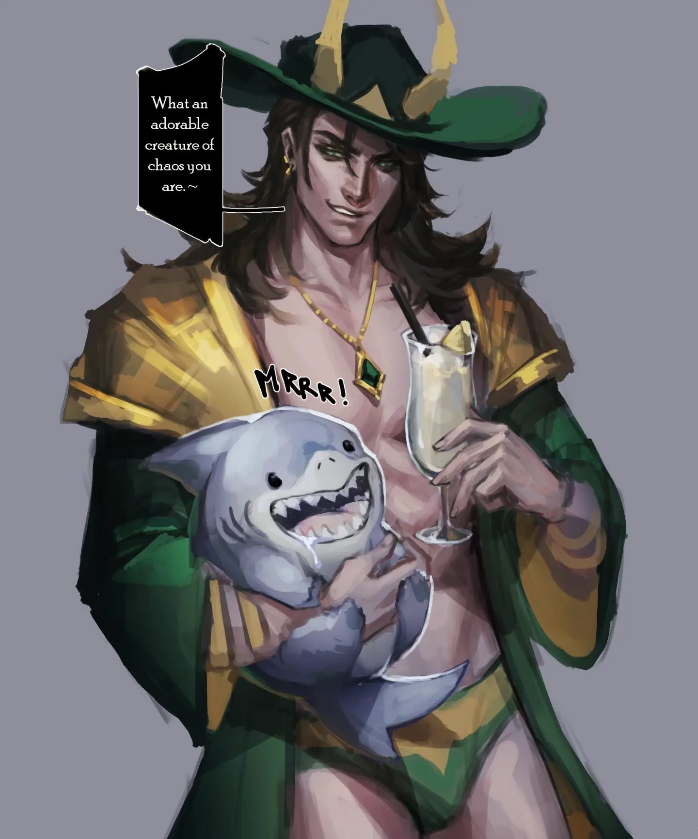 Summer suit Loki doodle from my live art stream for @sumandaksufferingsenioritis who won my little challenge in my last post! Stream chat was frying me fr, i think we're starting a cult now?? 😂
He's just being the "fun" babysitter - what could go wrong! 🍹🦈
This outfit is so ridiculous, I rarely run this skin in game unless i feel like being a flanking troll bc they'll want me dead either way 🤓
☆ ~ Join my discord server and get in on our shinanigans! Im hosting live art streams, Marvel Rivals game nights, and the occasional movie! See bio ~ ☆
#marvelrivalsfanart #lokifanart #jeffthelandshark