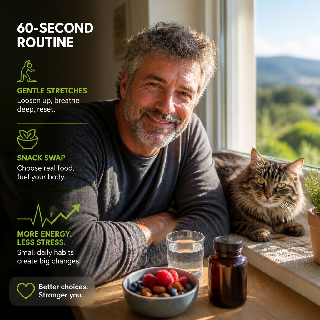 Happy International Cat Day from Bruce and his feline co-pilot! 🐾 I’ve got a quick wellness tip for busy pet owners: swap one sugary snack for a protein-rich nibble and do a 2-minute stretch with your cat - you’ll boost your energy and lower stress in minutes. I coach simple routines like this because small changes add up. Herbal Nutrition’s science-backed formulas can support your daily balance while you keep life moving. Link in bio. What small swap will you try today? 🧡✨ #InternationalCatDay #PetWellness #HerbalNutrition #SmallStepsBigResults #NZHealth #CatLovers #BusyLifeTips #WellnessRoutine