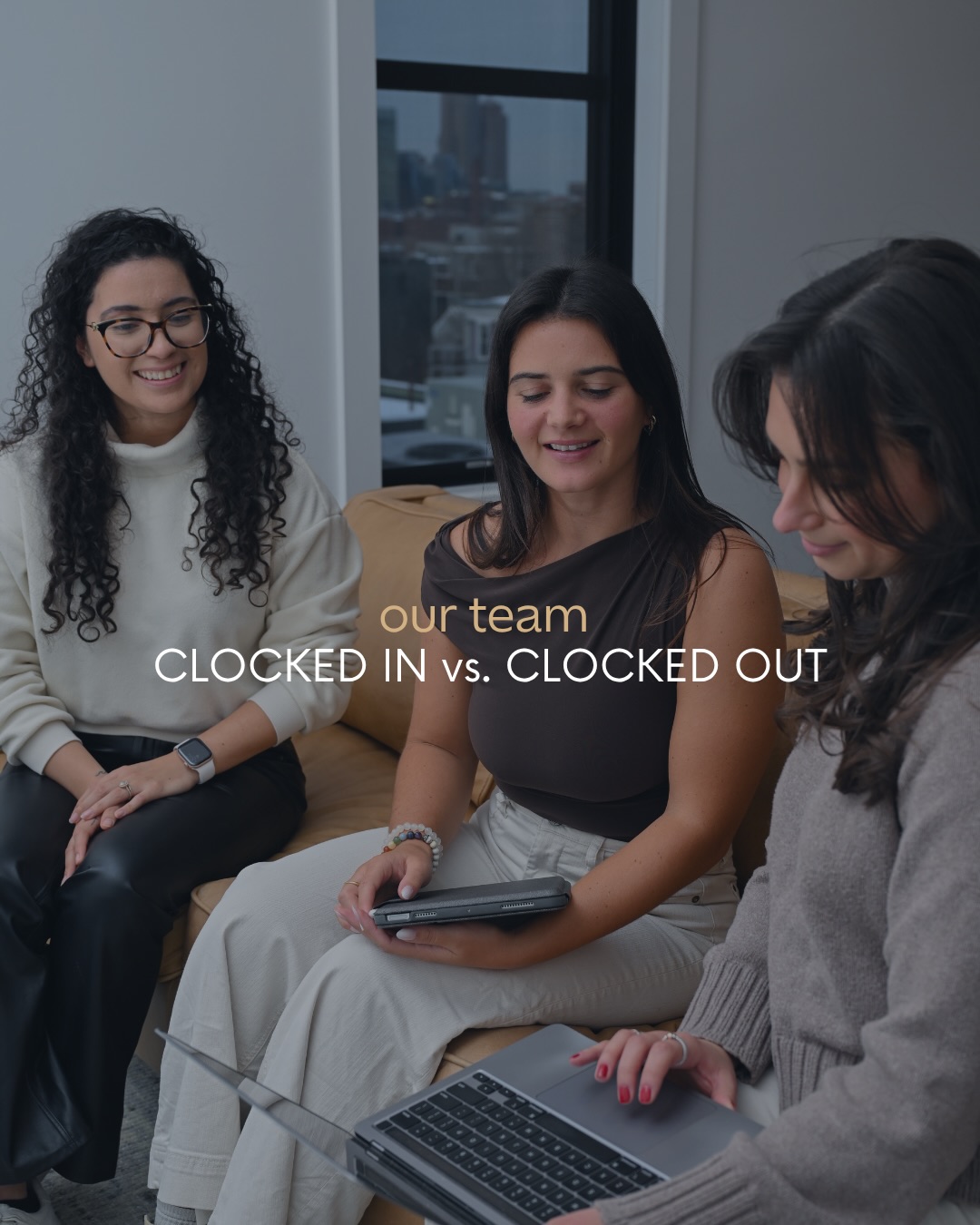 Proof that we do, in fact, leave our desks every once in a while. 😉
Clocked in vs. clocked out with the Blue Seven team.