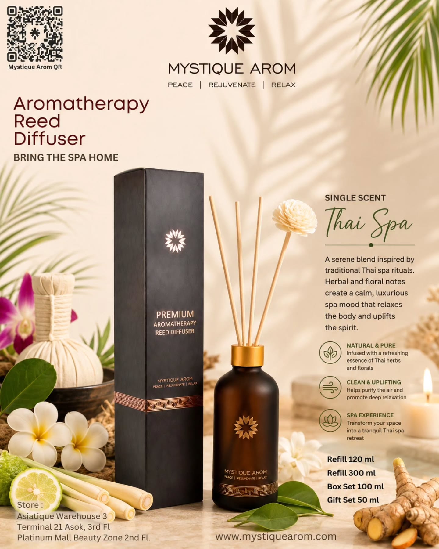 Thai Spa - Premium Aromatherapy Reed Diffuser 100 ml
Transform your space into a tranquil Thai spa oasis with this Premium Aromatherapy Reed Diffuser! 🌸
Let the soothing 100ml fragrance melt away your stress and uplift your spirit. Perfect for creating a serene ambiance at home or in your office. ✨
Experience pure relaxation!
www.mystiquearom.com
#Aromatherapy #thaispa #relaxation #Diffuser #mystiquearom