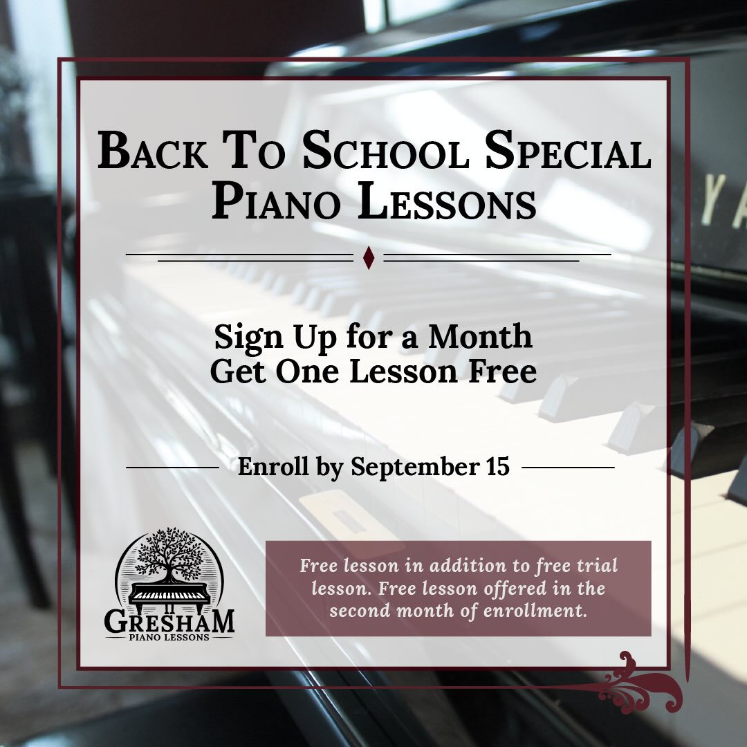 Come take some piano lessons! Now offering our end of summer special till September 15!
Check us out at: greshampianolessons.com
Learn piano from experienced instructor West Troiano - any skill level, ages 7-107.
#pianolessons #pianoeducation #musiclesson #musiceducation