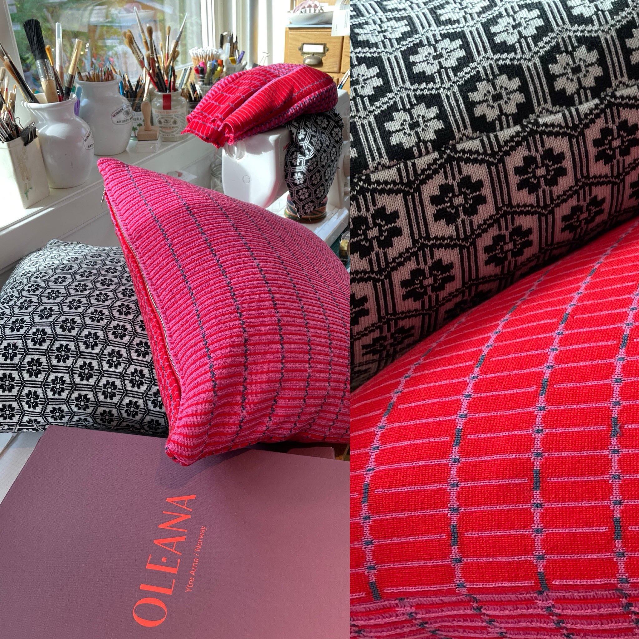On my Bench this Week; Two Oleana Cushions. Done. #oleana.