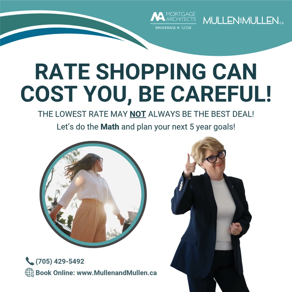 💰 Rate Shopping Alone Could Cost You Thousands
It might seem like the lowest advertised rate is the best deal—but that's not always true.
🏦 A Bank can only offer its own mortgage products.
🤝 A Mortgage Broker compares options from multiple lenders to help find the mortgage that best fits your financial goals—not just the lowest rate.
A slightly lower rate could come with costly penalties, limited prepayment options, or restrictions that may cost you far more in the long run.
The best mortgage isn't always the cheapest one—it's the one that works for you today and in the future.
Before you sign, let's compare your options. A quick conversation could save you thousands over the life of your mortgage.
💻 www.MullenandMullen.ca
📞 (705) 429-5492
MORTGAGE ARCHITECTS, BROKERAGE #12728
#RateShopping #MortgageTips #MortgageRefinance #MortgageRenewal #HomeBuying #LifesMoments #MullenandMullen #WasagaBeach #Clearview #MortgageArchitects