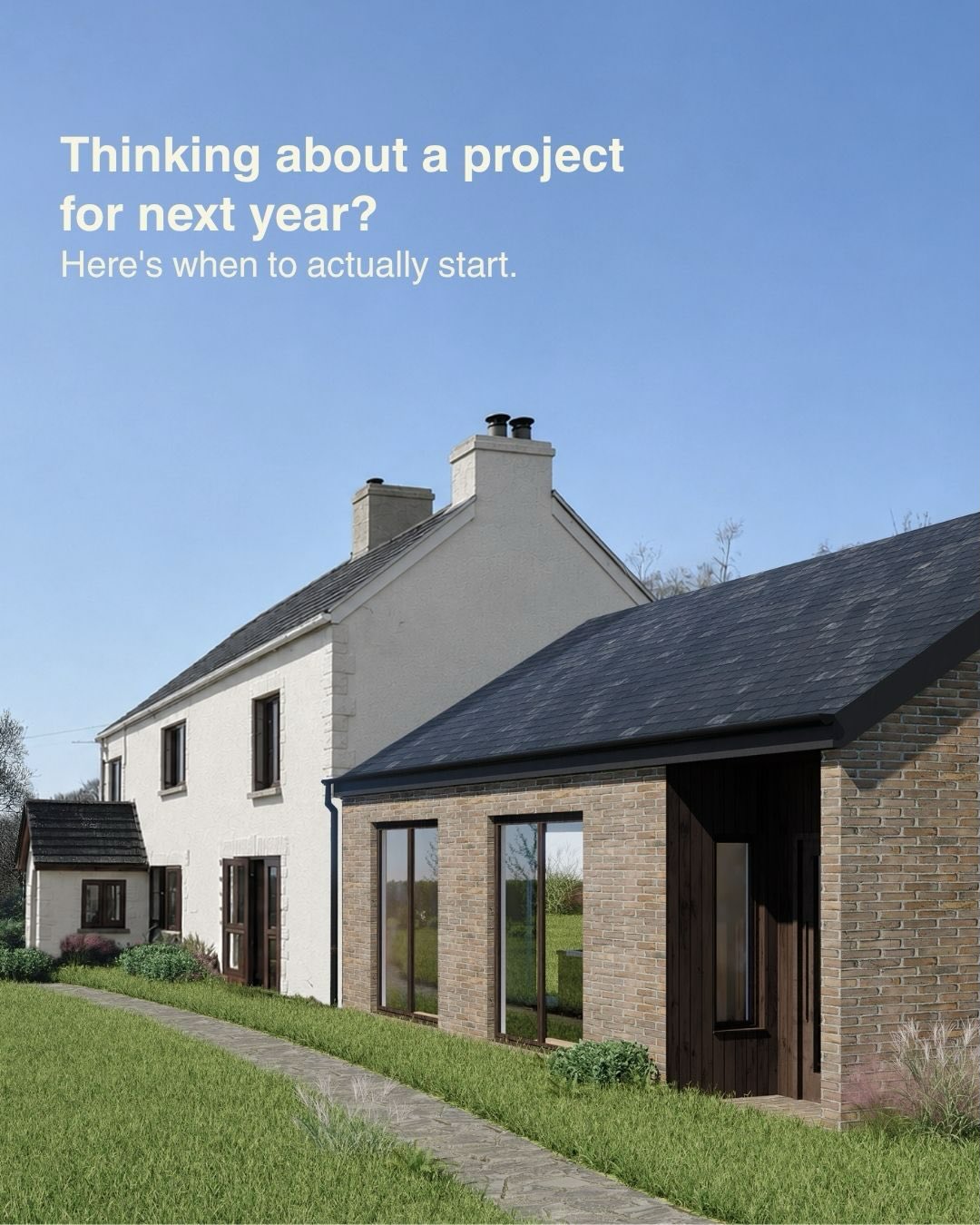 It takes longer than you think.
If you’re planning a project for next year, now is the time to start the conversation—not when the builders finally have availability.
The best projects begin with good planning.
Get in touch today to learn more.
Deer Architects | Residential Architecture | Cardiff
#architect #cardiff