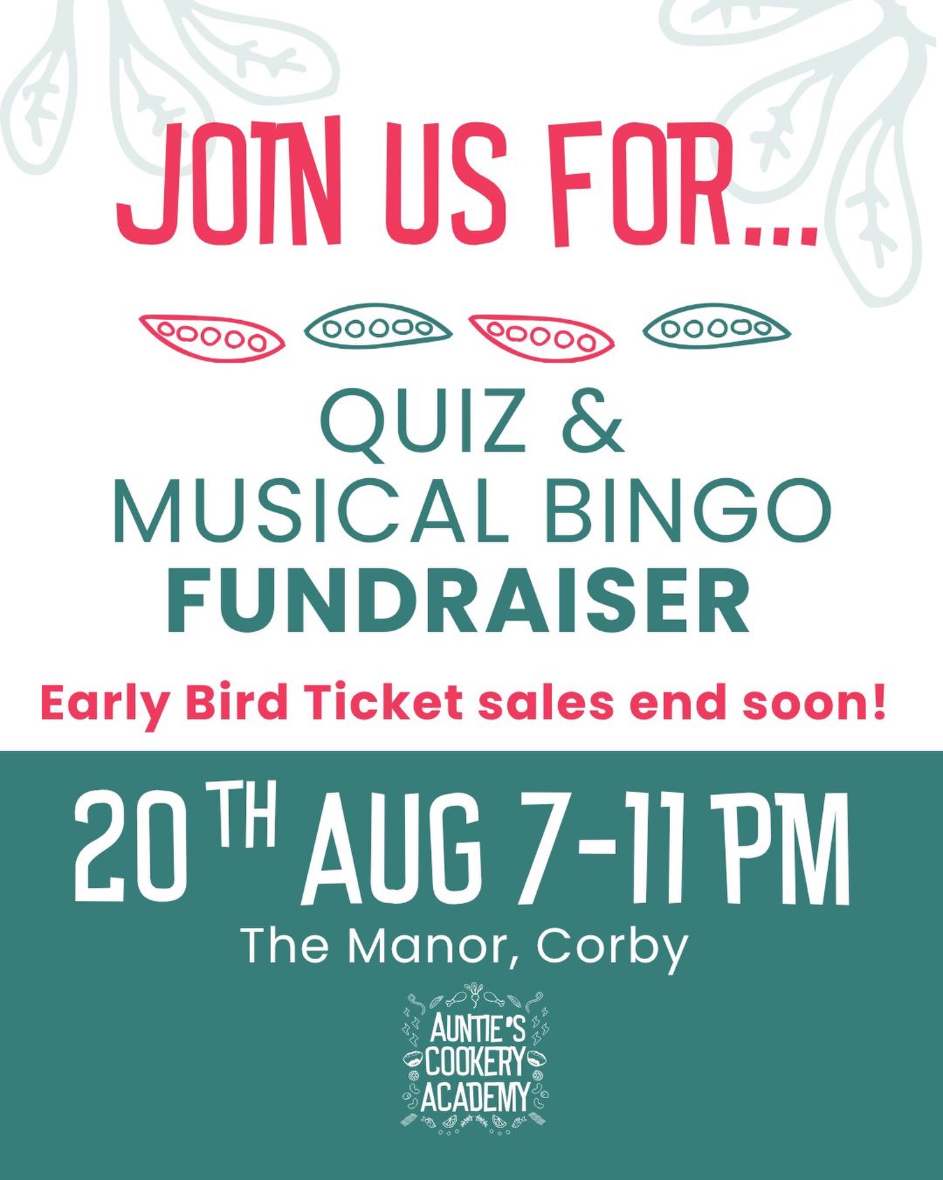⏰ Early bird tickets end Monday 10th at 23:30. Don’t miss the boat.
£15 a ticket until then, just £20 after
Grabbing a group of 4? Get £5 off the total!
Teams of up to 8 welcome for the quiz
Get your table sorted before prices go up. 🎟️
While we’re here, a huge thank you to our sponsors so far, we couldn’t do this without you. We’ve still got a few sponsor slots left if you or someone you know fancies getting involved, and we’re on the hunt for raffle prizes too. Get in touch if you can help with either: hello@auntiescookeryacademy.org
Tickets on Eventbrite
https://www.eventbrite.com/e/teaching-kitchen-fundraiser-tickets-1995912989480