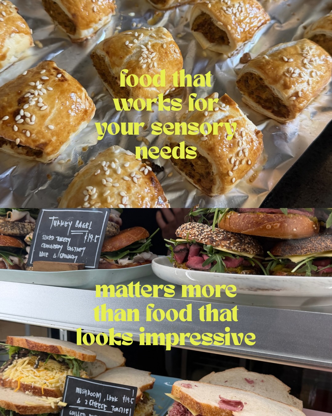 a friendly reminder not to let the wellness industry (or well-meaning family or that reel you watched at 11pm last night) convince you that eating well has to be complicated. if you’re neurodivergent, have ARFID or just have a hard relationship with food, these are your fundamentals. they’re less flashy than chasing perfection, variety for the sake of it or forcing yourself past what feels safe. get these right first, everything else is genuinely optional 💘