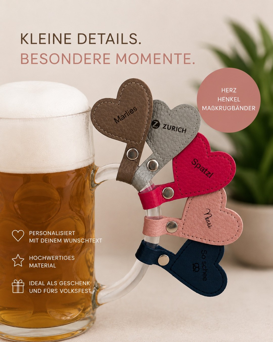 Unsere personalisierten Herzanhänger sind da! 🥨✨
Am Maßkrug, am Dirndl, an deiner Lieblingstasche oder am Schlüssel – trag dein Herz einfach da, wo es zu dir passt. ✨
Mit deinem Wunschnamen, Initialen oder Lieblingsspruch wird aus jedem Herz dein ganz persönliches Einzelstück.
Perfekt fürs Volksfest, als kleine Geschenkidee für die beste Freundin – oder einfach für dich selbst. 💗
#NessisManufactur #Herzanhänger #Volksfest #Oktoberfest2026 #PersonalisierteGeschenke #HandmadeWithLove #München #Trachtenliebe #WiesnLook