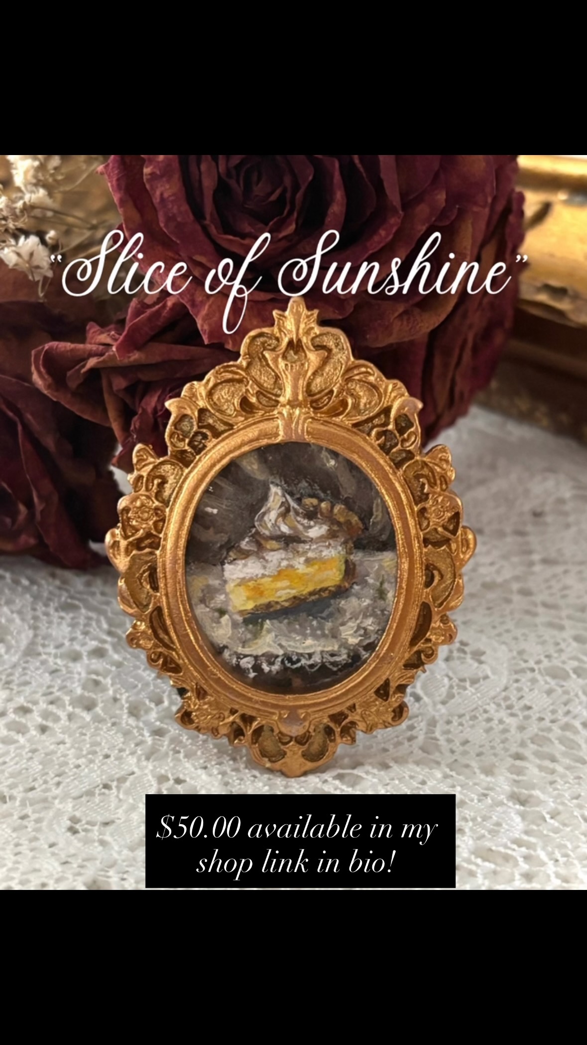 Hi everyone! These sweet little minis are available in my shop link in my bio! $50.00 per painting!
#vintageinspired #oilpainting #aebyarts #miniart #stilllife