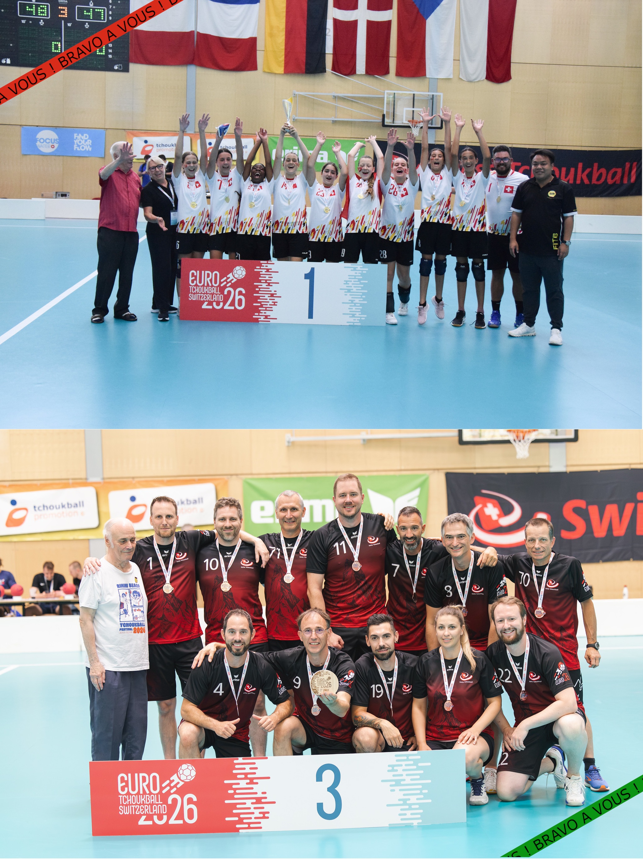 🏆 CHAMPIONNATS D’EUROPE 2026 — TCHOUK CAROUGE SUR LE PODIUM ! 🏆
Quelle fierté pour le club ! ❤️💙
Nos joueurs et joueuses ont porté haut les couleurs du Club Carougeois lors des Championnats d’Europe 2026🔥
🥇 Les Filles M15 décrochent la 1ère place !
Une magnifique performance qui récompense leur travail, leur énergie et leur engagement tout au long de la compétition. Bravo à toute l’équipe et notamment à Laïla ! 👏🔥
🥉 Les P40 terminent à la 3ème place !
Une belle médaille de bronze qui vient saluer l’expérience, la détermination et l’esprit d’équipe de nos vétérans. Bravo à Nicolas et Guillaume qui ont porté fièrement les couleurs du pays !💪🏽🏐
💪 Et nos Juniors terminent au pied du podium, à la 4ème place !
Une très belle performance pour cette jeune équipe qui n’a rien lâché jusqu’au bout. De quoi être fiers de leur parcours et de l’avenir qui se dessine ! Bravo à Dean !🔥👏
Trois catégories, deux podiums, et surtout une immense fierté pour tout le club ! ❤️
📸 Mickaël Sauser
📸Lara Sauser
📸Daniel Go
Félicitations à toutes et tous pour ces magnifiques résultats et merci d’avoir fait briller Le Tchoukball Club Carouge sur la scène européenne !
#villedecarouge #tchoukball #tchoukballcarouge #euro2026tchoukball #teamcarouge #fiersdevous #tchoukballfamily