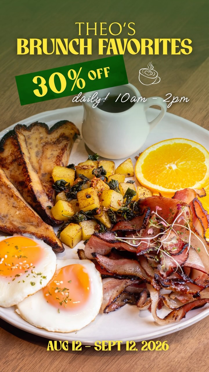 Brunch just got better! 🍳🥐☕️
Enjoy your THEO’S brunch favorites at 30% OFF from our Breakfast Menu! ✨
🗓️ August 12 – September 12, 2026
🕙 Daily | 10 AM–2 PM
📍 THEO’S North Bloc, Jaro
📍 THEO’S SM City
📍 Baking Studio by THEO’S, North Grove Molo
*Not in conjunction with other promos and discounts.