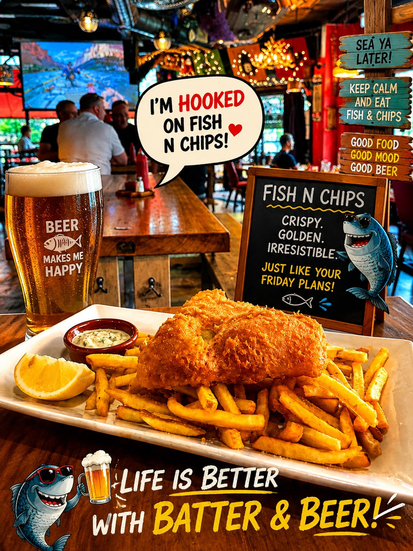 Friday and you know what that means!!! Fish n chips all night!!