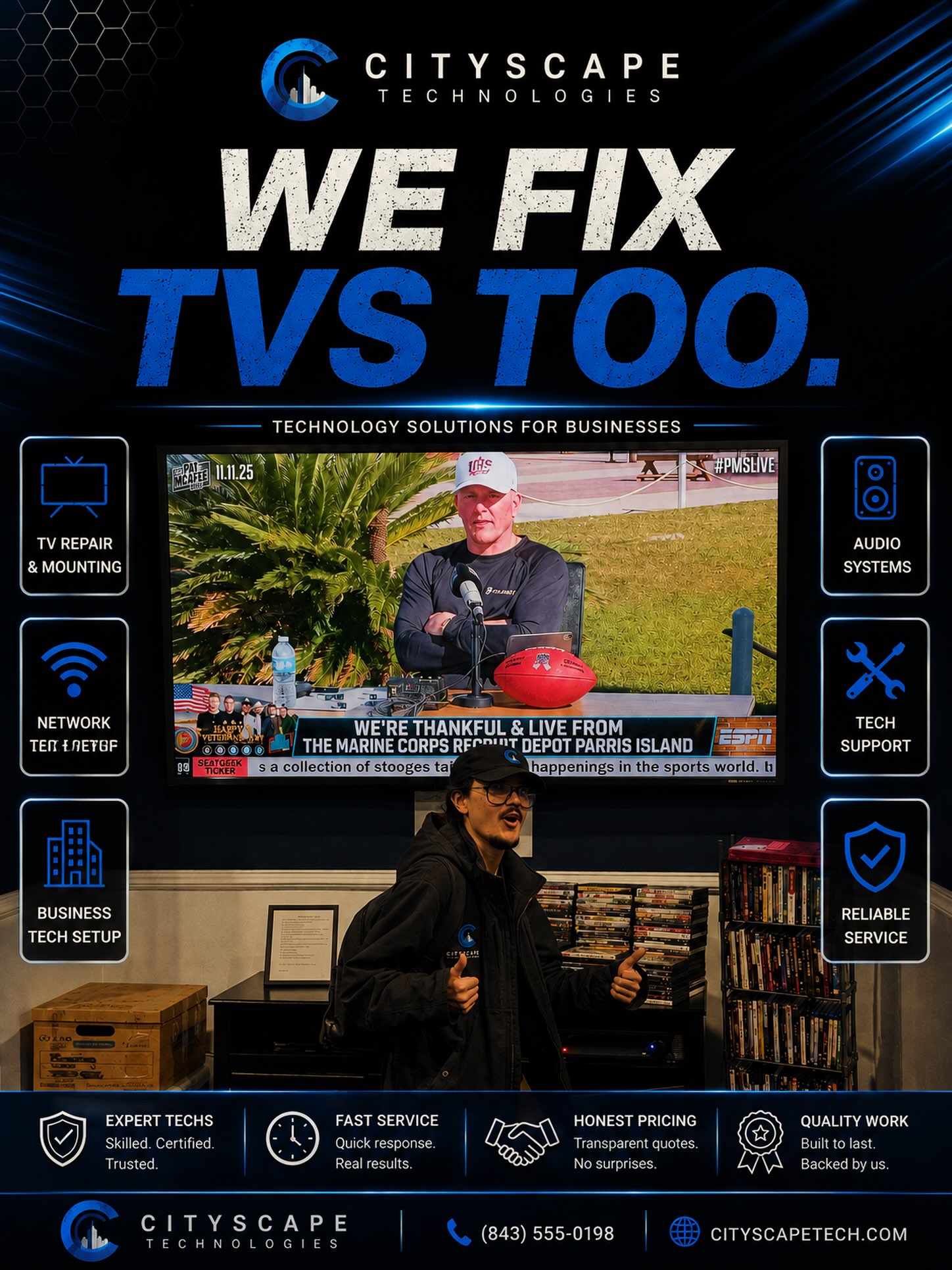 ๐บ WAITโฆ CITYSCAPE FIXES TVs TOO?!
Yep. ๐ And not just TVs.
If the screens at your property are outdated, mounted wrong, not connecting, showing the dreaded NO SIGNAL, or just straight-up refusing to cooperate โ call Cityscape.
From lobby displays and leasing office TVs to amenity spaces, gyms, lounges, conference rooms, rooftops and entertainment areas, we help keep your propertyโs technology looking good and WORKING. ๐ฅ
But TVs are only the beginningโฆ
๐บ TV Repair, Installation & Mounting
๐ก Wi-Fi & Network Solutions
๐ Audio & Entertainment Systems
๐ Access Control & Security
๐น Cameras & Surveillance
๐ป Business IT & Tech Support
๐ ๏ธ Troubleshooting, Upgrades & More
One property. One technology partner. A whole lot fewer headaches.
Got a TV giving you trouble? Got a whole building giving you trouble? ๐
Send it our way. We fix that too.
๐ฒ DM Cityscape Technologies today and letโs get your property technology handled.
#CityscapeTechnologies #WeFixTVsToo #PropertyTechnology #CommercialIT #TechSupport PropertyManagement Multifamily ApartmentTechnology AVSolutions BusinessTechnology CommercialAV ManagedIT SmartBuildings