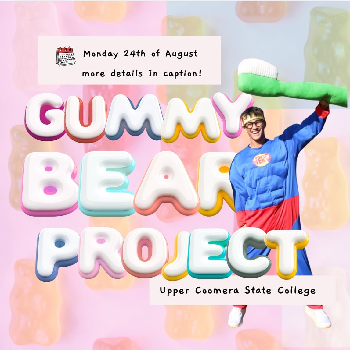 ✨ After a fantastic Trimester 1, GUDSA’s Gummy Bear Project is back! 🦷🪥
📚 Join us at Upper Coomera State College, where you’ll help teach preschool to prep-aged children about healthy dental habits and the importance of visiting the dentist through fun games, storytelling, and interactive activities
📍 Where: Upper Coomera State College - 137 Reserve Rd, Upper Coomera QLD 4209 (~19km from Uni)
⌚ When: Monday 24th of August - 8:00 AM (Depart from GC campus) - 10:30AM (Arrive back on campus)
🧑⚕️Dress Code: Scrubs, Name tags, Enclosed Shoes and a positive & enthusiastic attitude!
🚗Transport: Drive or carpool (drivers reimbursed)
🥐 Morning Tea: Will be provided!
LIMITED SPOTS AVAILABLE (prioritising those who weren’t able to attend Tri 1)
RSVP: https://forms.gle/DqDJJqBBEgWG9XAUA
.organised by @devonnle
.featuring @jye.rajen
.designed by @sie._.nna