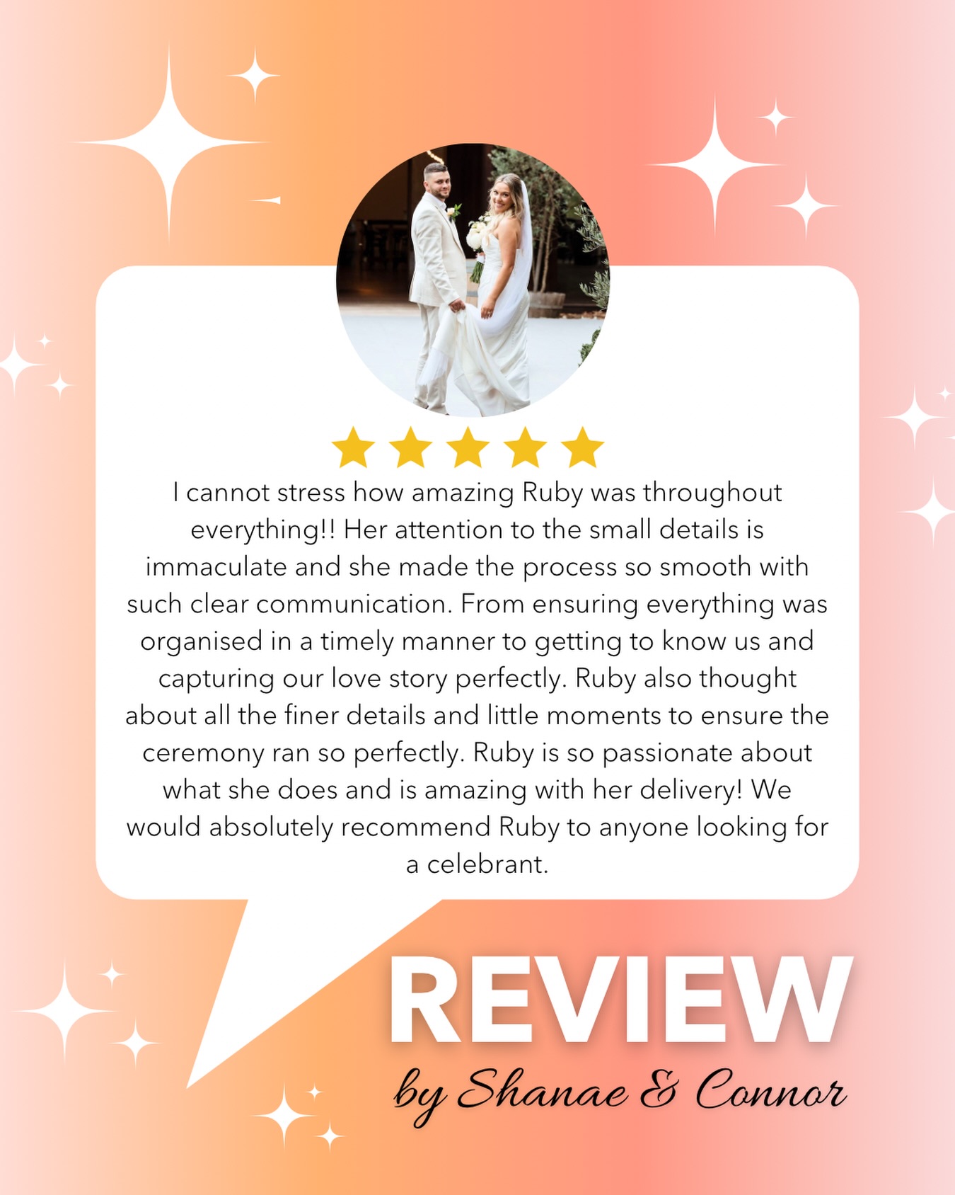 ⭐️⭐️⭐️⭐️⭐️ Thank you so much for your incredibly kind review! It truly means the world to me ☺️💖
#melbourneweddings #melbourneweddingvendors #melbournecelebrant #melbournewedding
