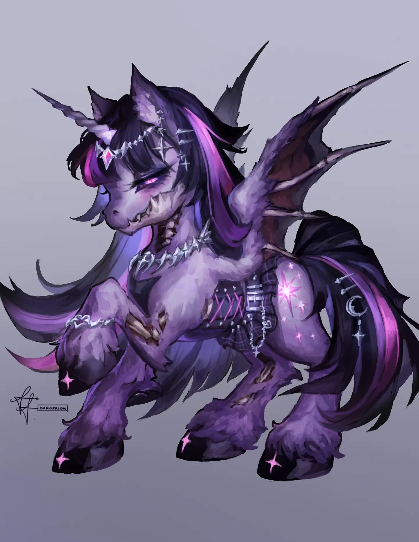 Punk goth zombie vamp Twlight Sparkle ✨️🔮
Kid me, who painted custom ponies to play with my cousin, would squeal 😆
I started this on a live art stream on my discord server! If you wanna come watch, hangout, or play marvel rivals with us, we're open to newbies who wanna make friends ♡ See bio ♡
More ponies coming soon! ~ ♡
Twili is debuting as an exclusive standee for a Dark! My Little Pony stamp rally at @sanjapanofficial next month!
#mlpfanart #mlp #darkfantasyartist #gothart