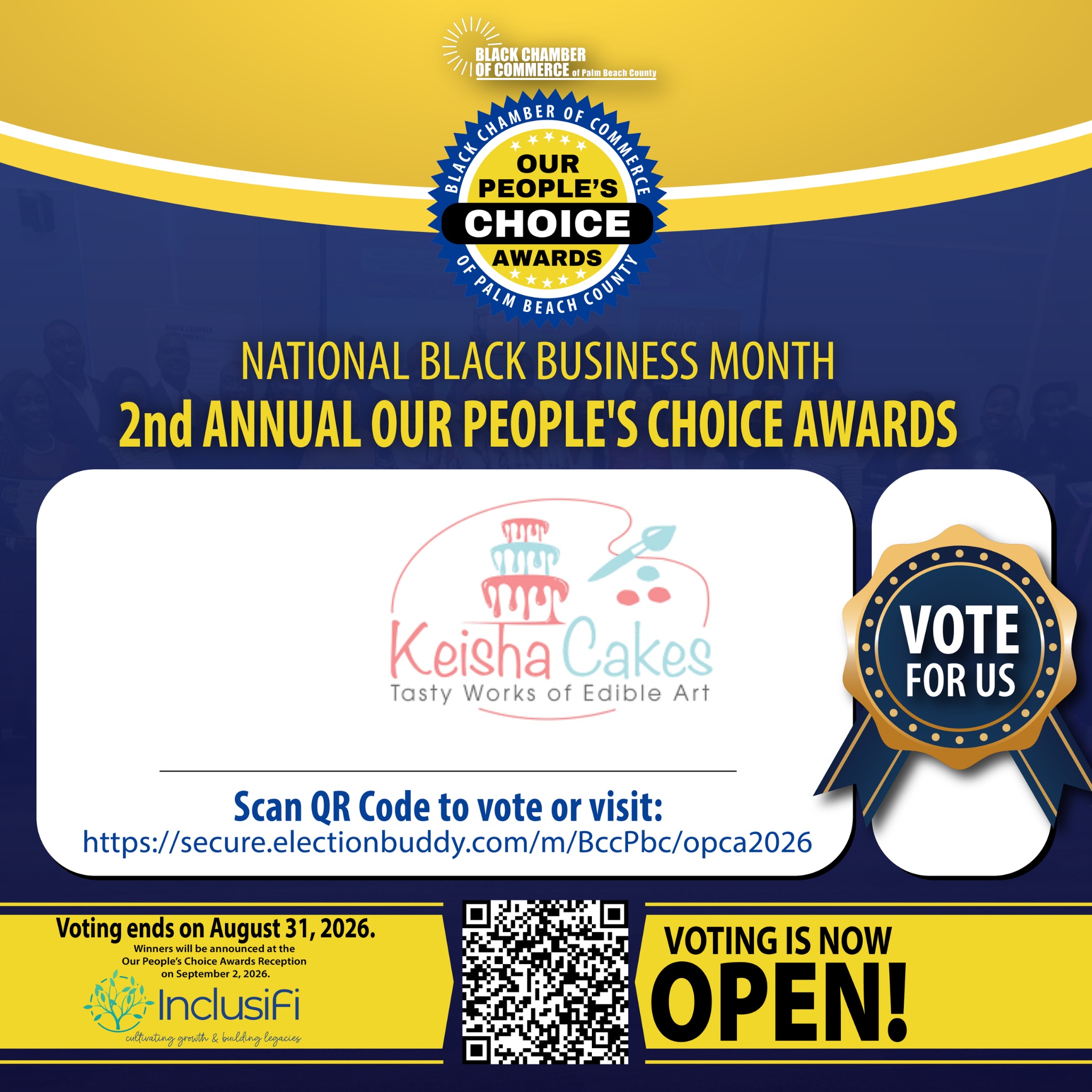 To everyone who nominated us for this Our People's Choice Awards from @blackchamberpbc_ , thank you!!! Always an honor for my business to be considered. This is our 2nd time being nominated so help Keisha Cakes bring home a win this year. You guys showed up for me last year with the votes (4th place out of like 17) so I know you'll do it again.
It's easy peasy to cast your vote.
📥 You can vote as many times as you like (no cap, literally lol)
✅ You don't have to vote in every category, just mine if you want.
We are under the Food & Beverage: Sweets & Treats category. The link is in my bio. Voting ends on August 31st.
Thank you so much!