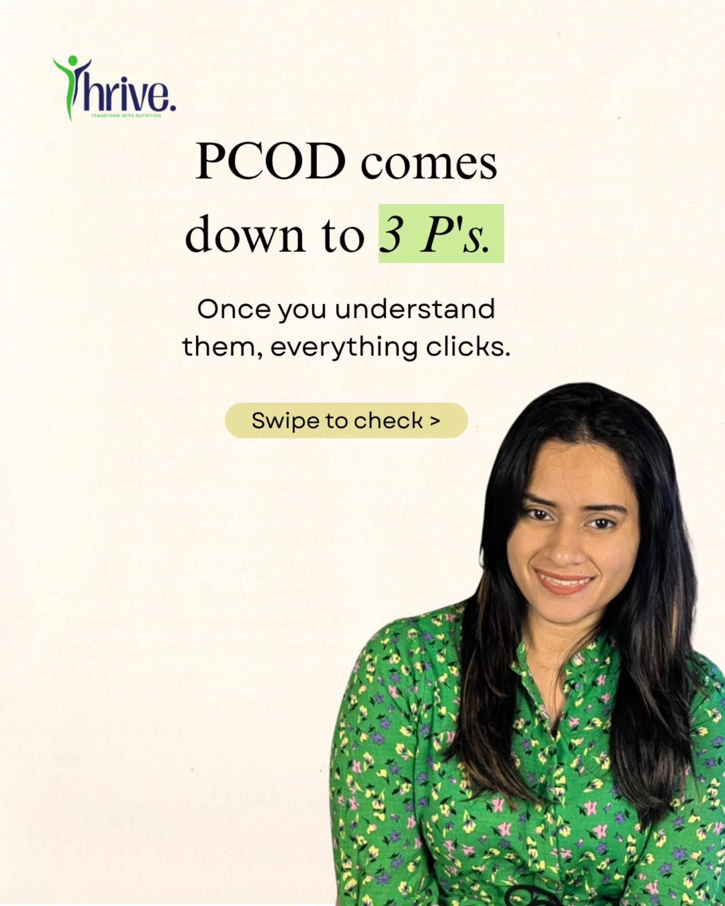 PCOS isn't just about periods, weight, or hormones. Your daily habits can influence the metabolic and hormonal environment your body is working with. 🌿
Think of it as 3 P's. Swipe to find out
You don't need to change everything overnight. Start with one P, make it consistent, and build from there. 💚
Save this post as a simple reminder and share it with someone navigating PCOS.
(PCOS, PCOS Nutrition, PCOS Diet, Insulin Resistance, Hormonal Health, Protein, Exercise, Sleep, Stress Management, Women's Health)
#PCOS #PCOSNutrition #HormonalHealth #WomensHealth #PCOSAwareness