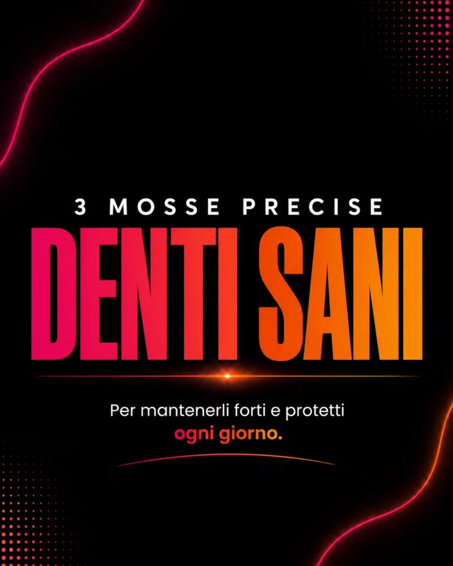I denti sani non dipendono dalla fortuna, ma da ciò che fai ogni giorno.
Tre gesti semplici possono fare davvero la differenza: spazzolare i denti correttamente almeno due volte al giorno, pulire gli spazi interdentali con filo o scovolino e non rimandare l’igiene professionale e i controlli dal dentista.
La prevenzione richiede pochi minuti. Trascurare un problema, invece, può trasformarlo in una cura più lunga, complessa e costosa.
Tu segui già tutte e tre queste abitudini? Scrivilo nei commenti e salva il post come promemoria.
.
.
.
.
.
.
#DentiSani #IgieneOrale #PrevenzioneDentale #SaluteOrale #CuraDeiDenti