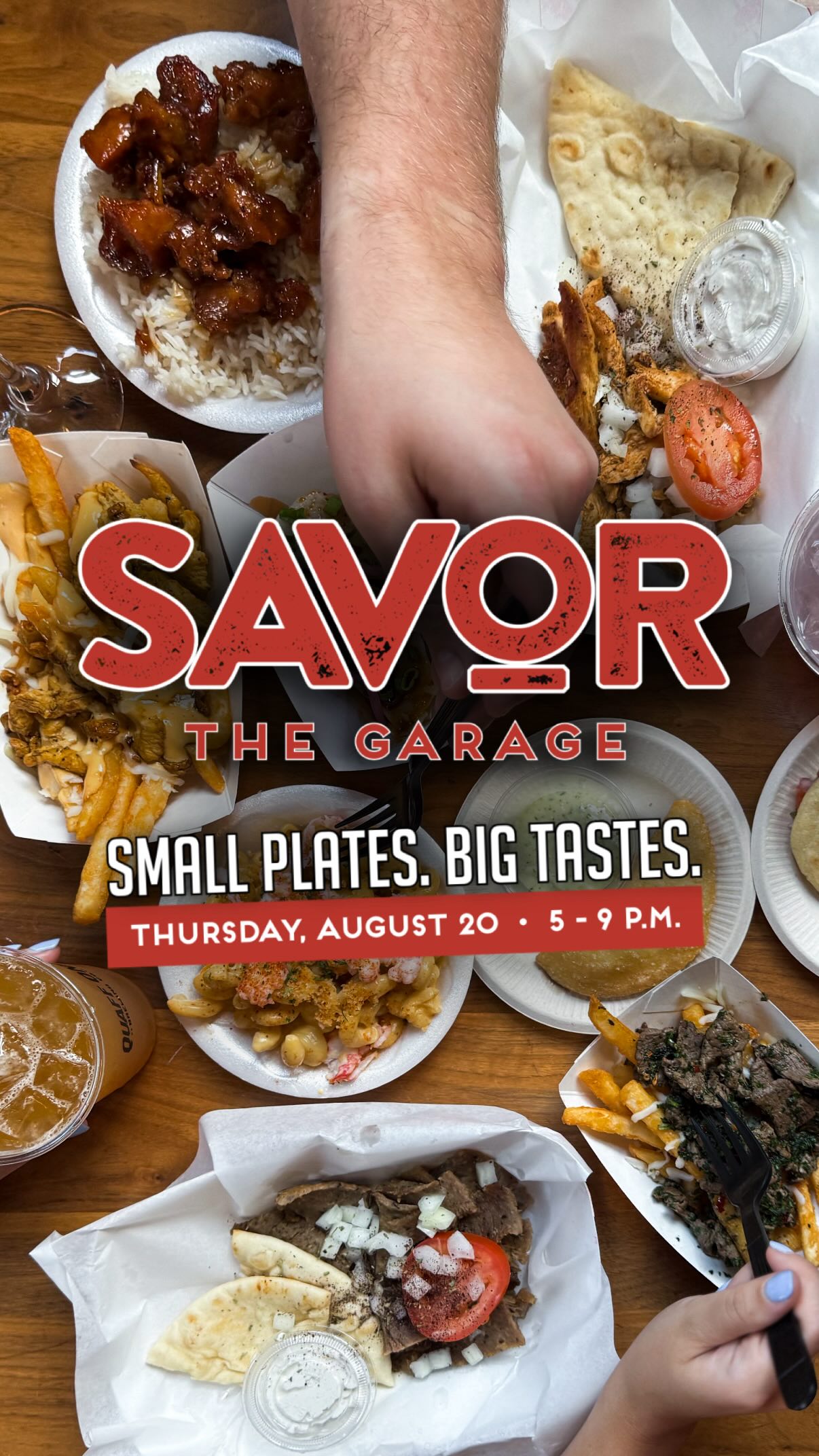 One night. Every vendor. $5 small plates. ๐๐ด
Savor The Garage takes over The Garage Food Hall Thursday, August 20 from 5-9 PM. Grab your crew and make your way around the food hall, sampling different vendors, discovering new favorites, and savoring the classics. Itโs a foodieโs dream, one $5 plate at a time.
One night only. Donโt miss it. ๐