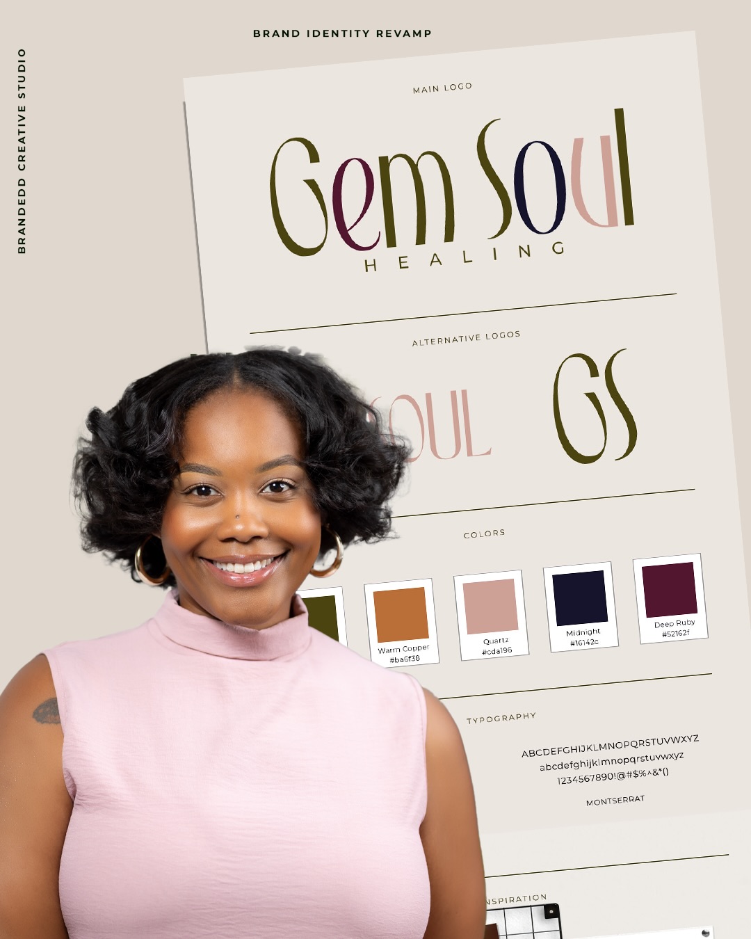 This rebrand is giving grounded, feminine, intentional + GROWN. 🌿✨
Gem Soul Healing already had the heart — the goal was to create a visual identity that finally matched the experience behind the brand.
We moved away from the expected “wellness” aesthetic and built something that feels warm, soulful and elevated without losing that natural, earthy energy. From the custom typography and rich jewel tones to the soft quartz pinks, botanical details and intentional product applications, every element was designed to feel like an extension of the Gem Soul world.
Because a rebrand isn’t just about making things prettier.
It’s about making the brand feel like who you’ve become.
And Gem Soul? She grew. 🌱
✨ Is your business growing…but your brand still looks like the version of you that started it?
That’s exactly what the Glow-Up Intensive is for.
We take what you’ve already built and give it the strategy, identity + digital presence it needs for where you’re headed next. Because sometimes you don’t need to start over — you just need the glow-up.
📩 DM “GLOW UP” to inquire about your brand transformation.