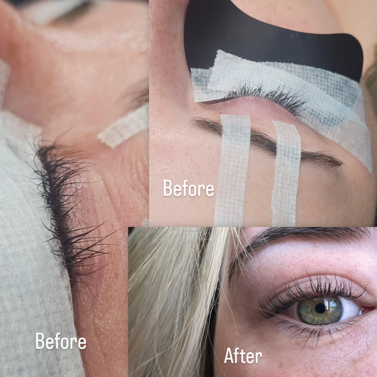 Closed - BEFORE. Open - AFTER.
This guest came to me after doing her own "at home" lift about 3 weeks ago and was using castor oil on top of it all 🙈
Needless to say, I was a little nervous because they need a major revamp. I knew they may not be perfect as they're already over processed but I wanted to get them to a place where they were at least BETTER. I also sent her home with a conditioning treatment.
Her immediate results were great, but I wanted her to check in after a few days. That's when the real test comes in. This is their final result and we are both thrilled ✨
She has the prettiest green eyes, too! 💚