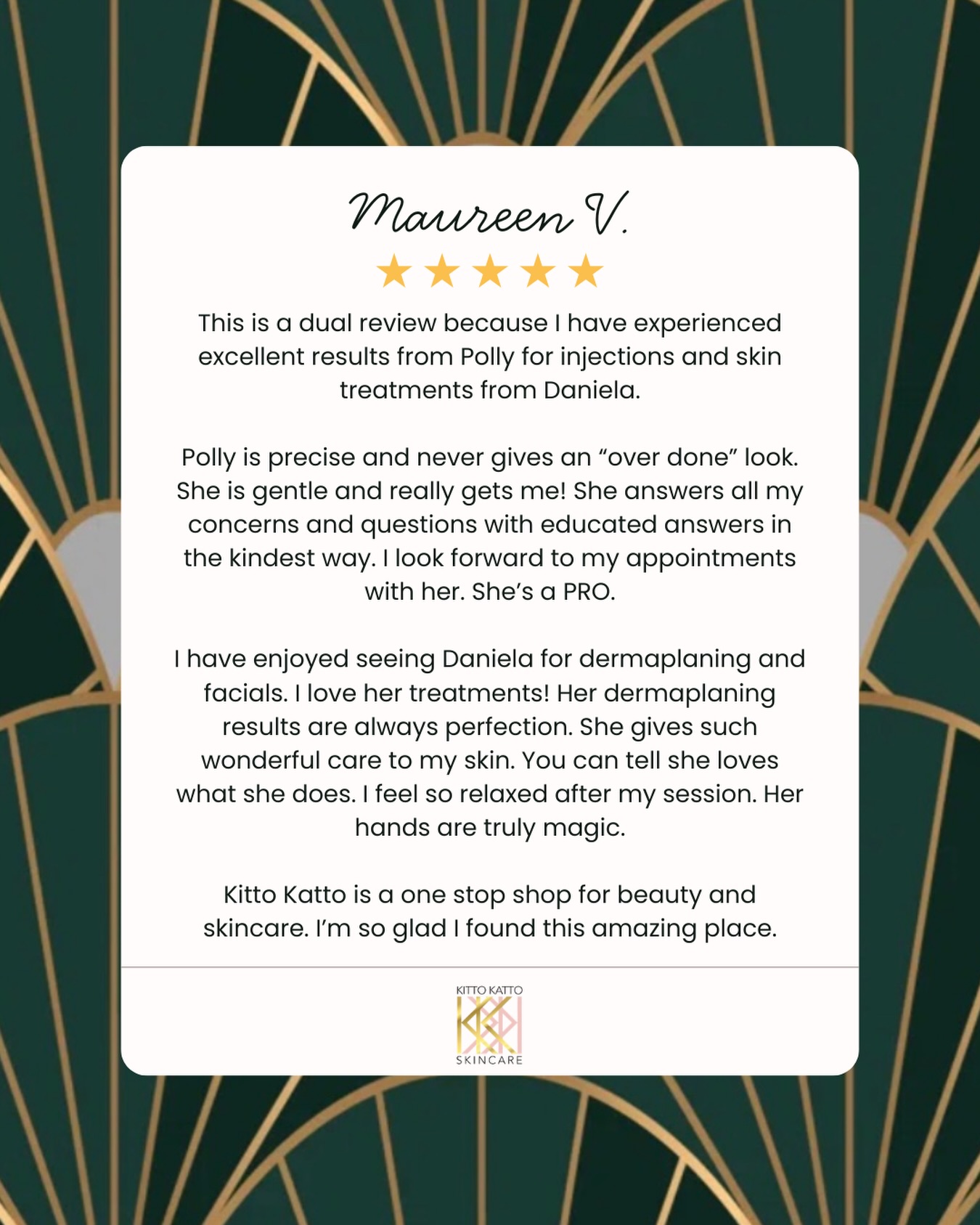 Wow, what an amazing review about @nursepollydenverinjector and @daniela_esti_kittokatto π©·
We are so lucky to have the best skincare team here in Denver! Thank you for the kind words Maureen
#denvermedspa #denveresthetician #esthetician