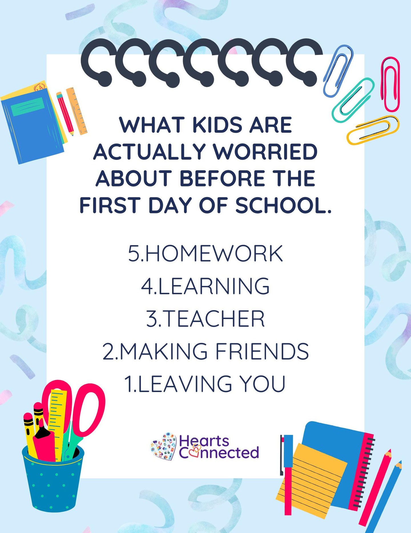 The #1 thing many children worry about before the first day of school?
Leaving you. Not the worksheets. Not the homework. Not even getting every answer right.
They’re wondering:
-“Will you come back?”
-“Who will help me if I need you?”
-“What happens after you leave?”
For many children, the hardest part of starting school isn’t the classroom. It’s trusting that they can feel safe without their biggest source of comfort right beside them.
Healthy separation is a skill children learn, and it takes practice, preparation, and support.
You can help by:
✨ verbalizing a plan for what drop-off will look like
✨ practicing goodbye routines
✨ naming their feelings instead of rushing to fix them
✨directly validating any feelings or worries
✨ reminding them of all the people who will help them at school
✨identify one activity to look forward to after pickup
A Child Life Specialist can help you prepare your child emotionally for this transition.
Schedule a free session through the link in our bio!
#BacktoSchool #EmotionalSupport #Children