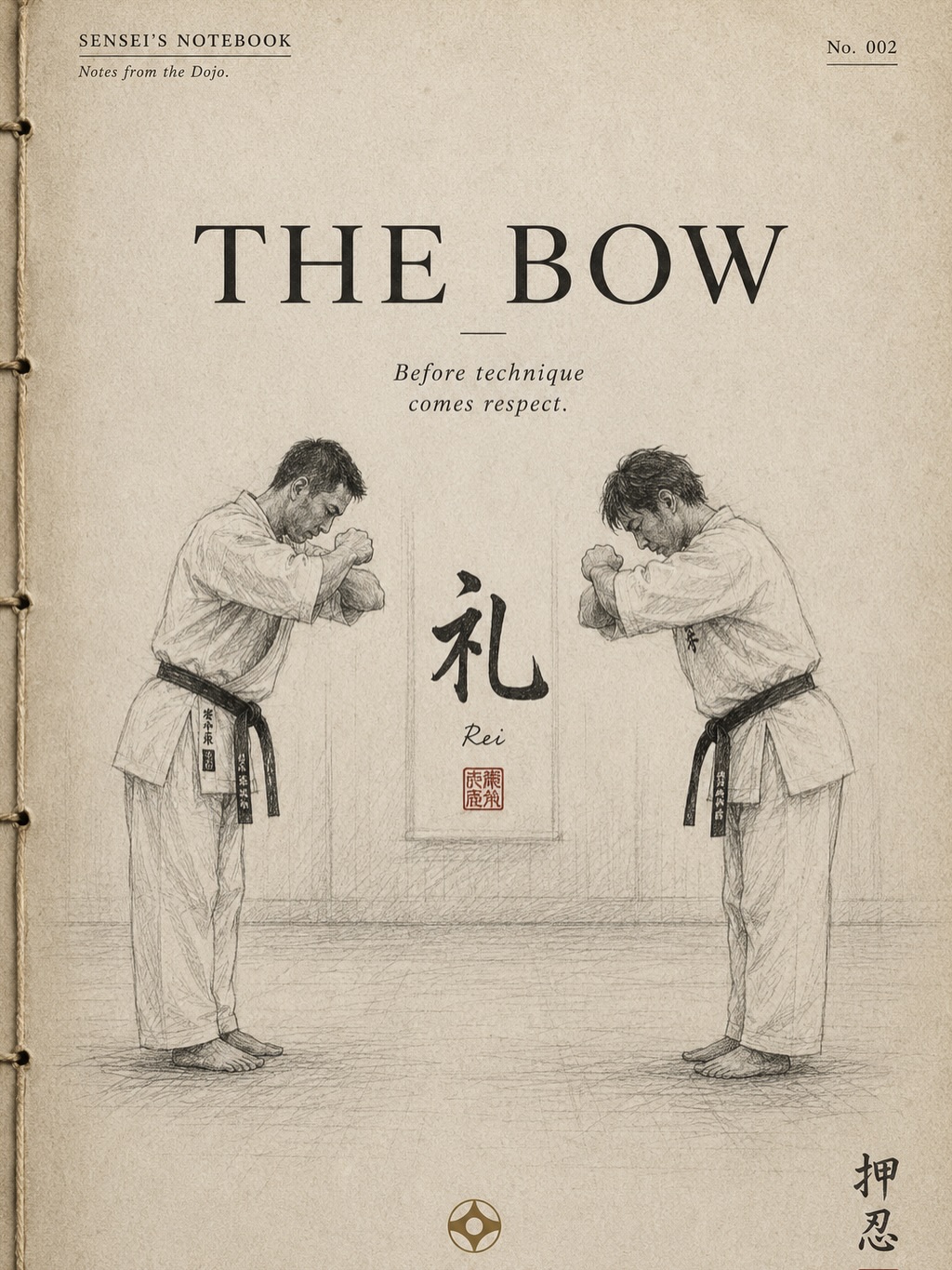 SENSEI’S NOTEBOOK — No. 002 | The Bow
In Kyokushin, we begin with a bow and we end with a bow.
It may last only a moment, but it carries something fundamental: respect for the dojo, for our teachers, for our training partners, and for the opportunity to learn.
Before kumite, we bow to the person who will challenge us. Afterward—regardless of victory, defeat, exhaustion or pain—we bow again.
Because an opponent is not an enemy. They are someone who helps reveal where we are strong, where we are vulnerable, and where we still have to grow.
礼に始まり、礼に終わる。
Begin with respect. End with respect.
What happens between those two bows is our responsibility.
What does the bow mean to you?
押忍
#kyokushin #karate #bow #respect #knowledge
