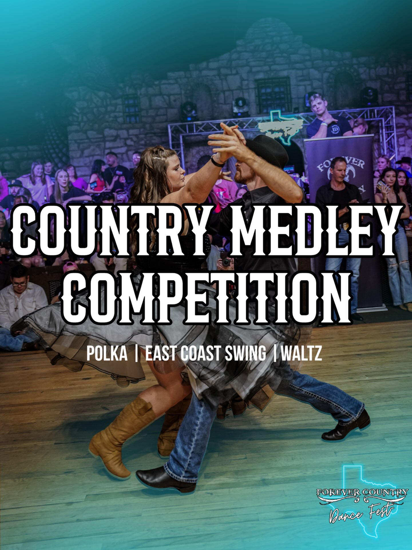 THREE STYLES. ONE COMPETITION. SHOW US WHAT YOU’VE GOT.
Think you’ve got the versatility to switch it up? Country Medley is bringing Polka, East Coast Swing & Waltz together in one Strictly competition at Forever Country Dance Fest! 🔥
Grab your partner and show us your connection, musicality, and ability to adapt to different styles. Choreographed patterns are welcome, but this is still social lead-and-follow… we want to see how well you listen, connect, and dance together in the moment.
Learn more at forevercountrydancefest.com/competitions
Who are you grabbing for your Country Medley partner? 👀
🏆 Newcomer • Novice • Intermediate
💃 Waltz • Polka • East Coast Swing
👫 Bring Your Own Partner
📅 November 20–22, 2026
📍 Gilley’s Dallas | South Side Ballroom
🎟️ Register at ForeverCountryDanceFest.com