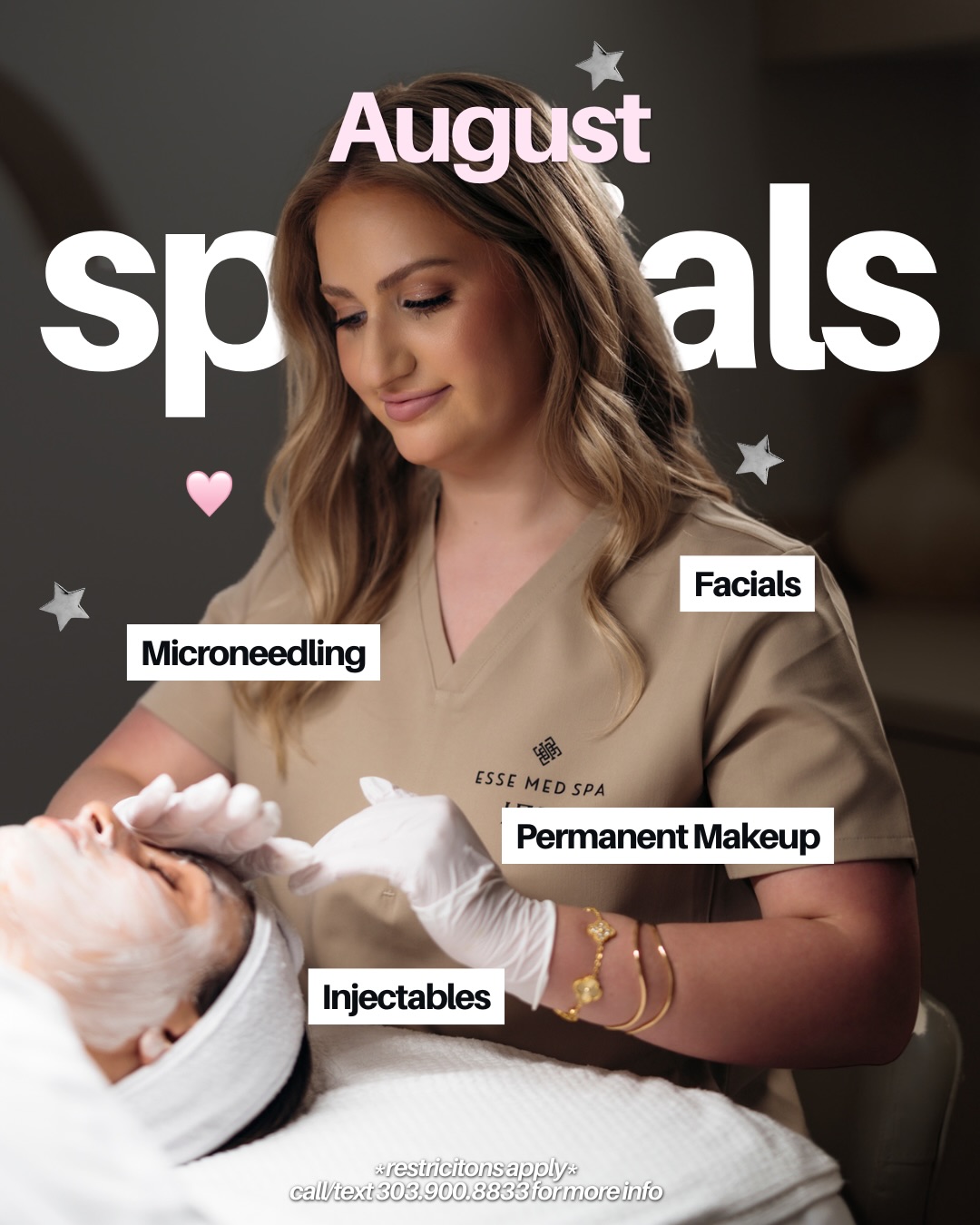 AUGUST SPECIALS ✨
Restrictions apply. Call/text 303.900.8833 for more info
#denver #denverbrows #denverprpfiller #denvermedspa #denverlasertattooremoval