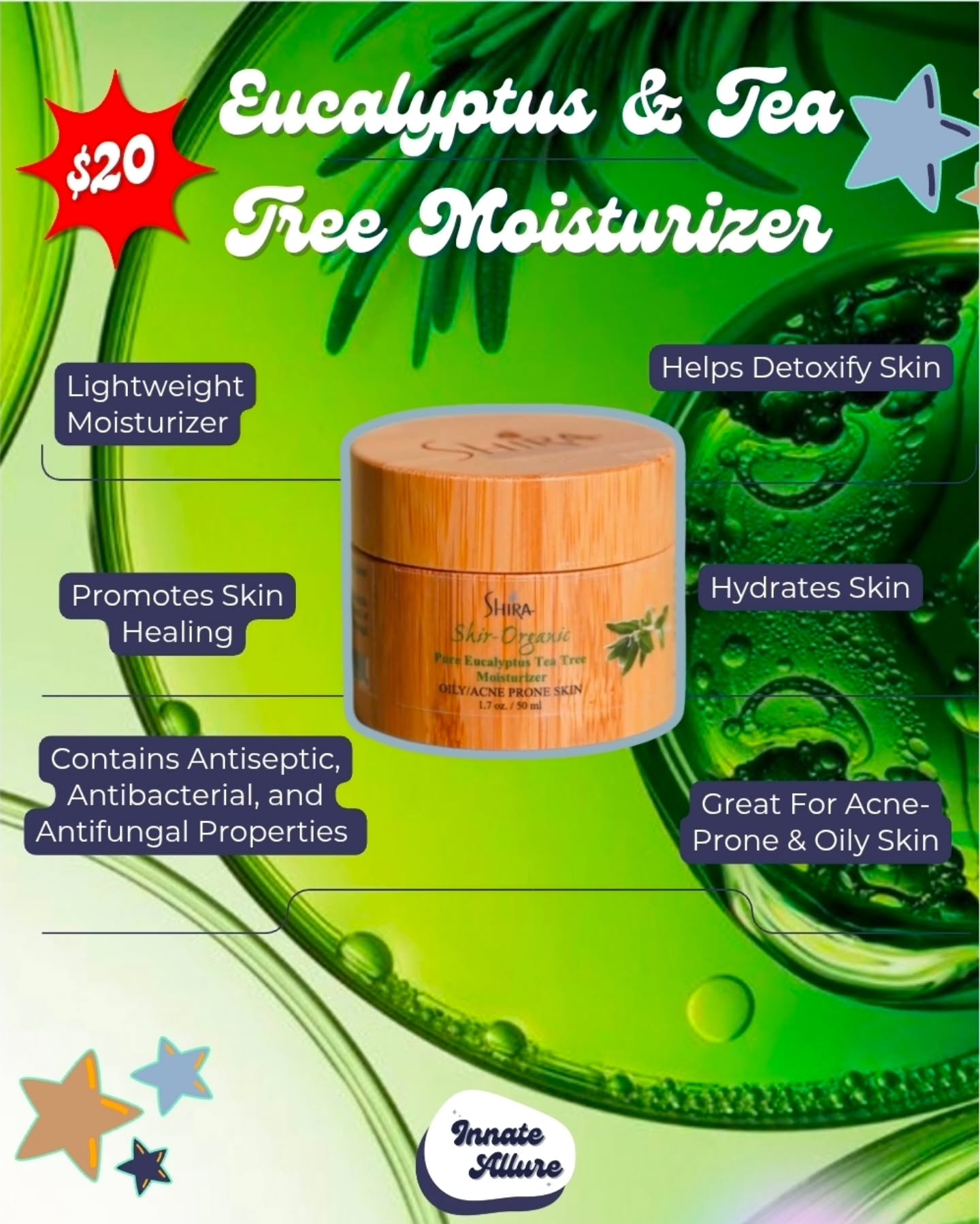 Breakouts, excess oil, and skin that just won't calm down? 👀
Your moisturizer might actually be part of the problem or you may be skipping moisturizer altogether because you're afraid it'll make you more oily.
Shir-Organics Eucalyptus & Tea Tree Moisturizer 🌿
This lightweight moisturizer is a great option for oily, congested, and breakout-prone skin because it helps hydrate without leaving your skin feeling heavy or greasy.
✨ Helps replenish hydration
✨ Supports a healthy skin barrier
✨ Leaves skin feeling refreshed
✨ Helps balance the feel of oily, congested skin
And here's your reminder: oily skin still needs moisture. Skipping moisturizer can leave your skin feeling dehydrated and may encourage you to overdo it with harsh, drying products.
The goal isn't to strip your skin until it's “squeaky clean.” It's to create a balanced routine that supports healthy skin.
Not sure if this moisturizer is right for your skin? That's what I'm here for. 💙
#ShiraOrganics #OilySkinCare #AcneProneSkin #CongestedSkin #ChicagoEsthetician