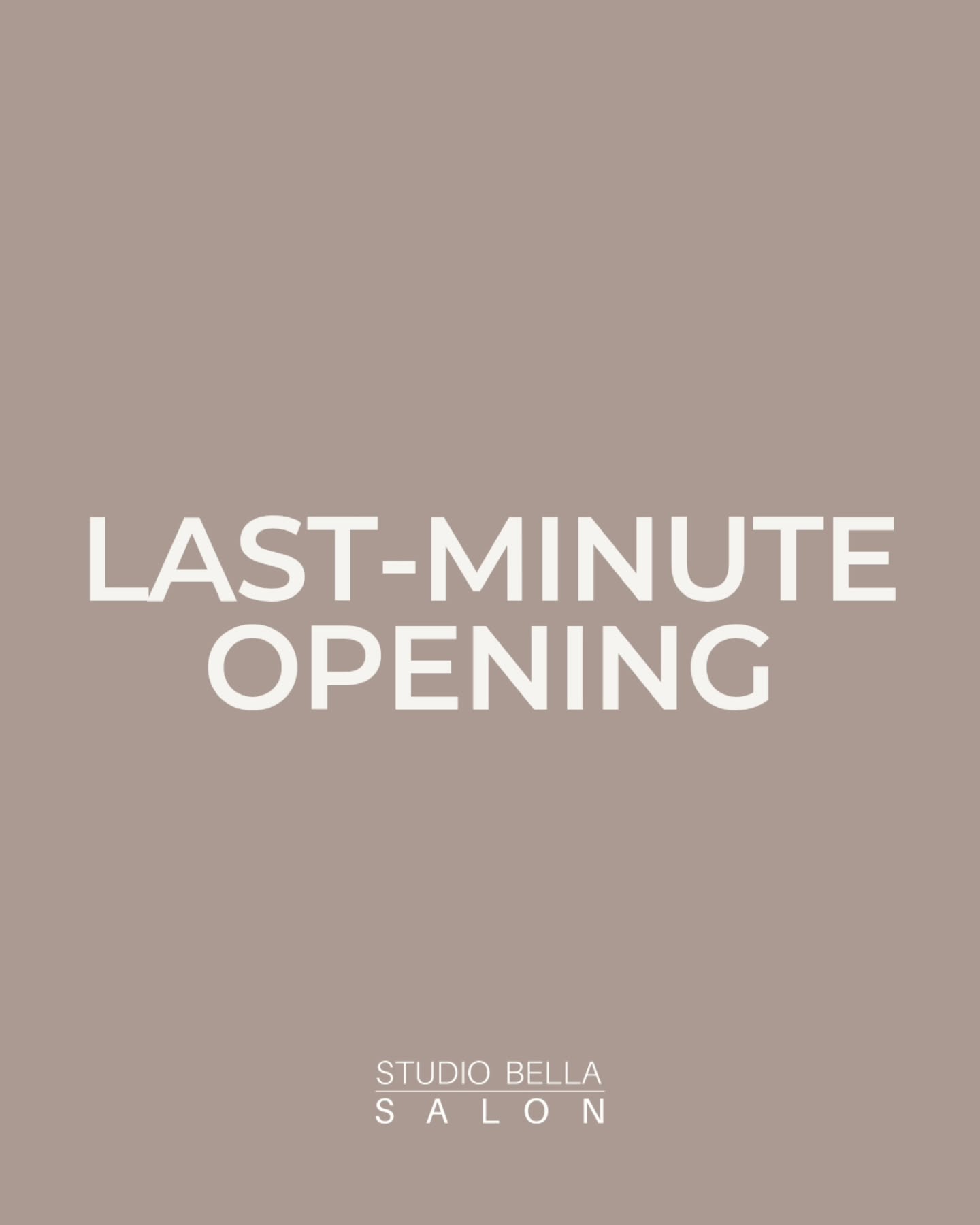 ✨ LAST-MINUTE OPENING ✨
We have an appointment available! If you’ve been waiting for the perfect time to refresh your look, this is it.
DM us now to claim the spot—it won’t last long! 💇♀️🤍
#StudioBellaSalon #LastMinuteOpening #SalonAppointment #WinghavenMO