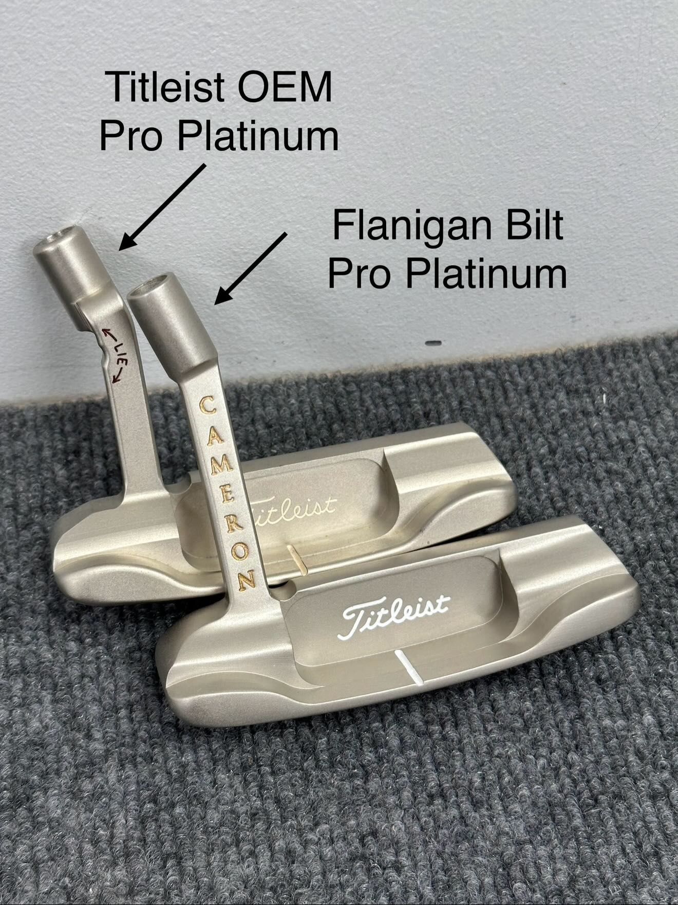 Our pro platinum versus Scotty Cameron‘s pro platinum.
A lot of request the last three weeks asking do we have the pro platinum finish? Yes, we do. Here’s our comparison against scotty Cameron Titleist original finish. #scottycameron #titleistgolf #scottycameronputter #putters #flaniganbiltputter