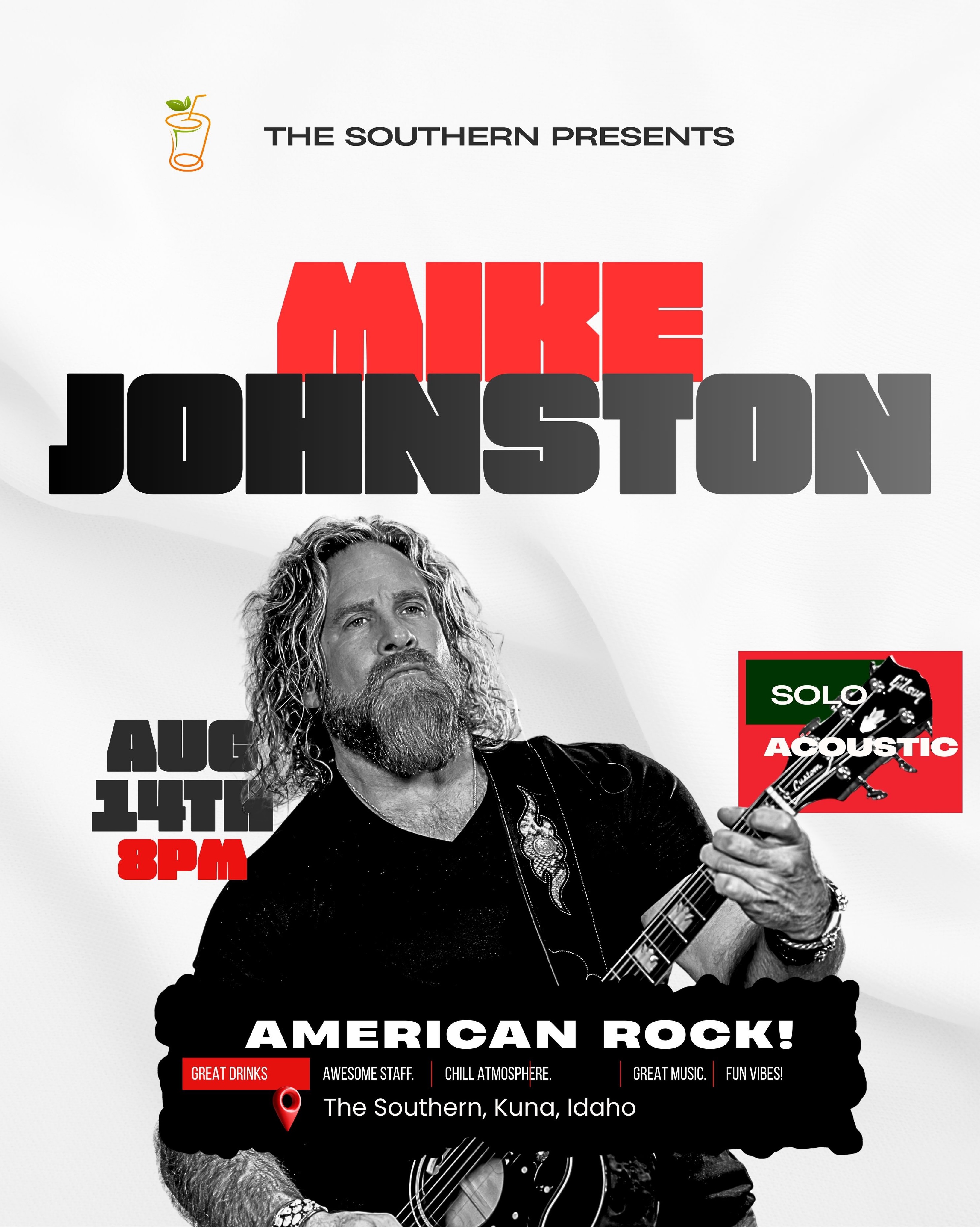 Join me this Friday @thesouthernkuna at 8 PM for some great music and delicious cocktails! The bartenders at The Southern mix amazing drinks and there are always plenty of good times! #mikejohnstonband #americanrock
