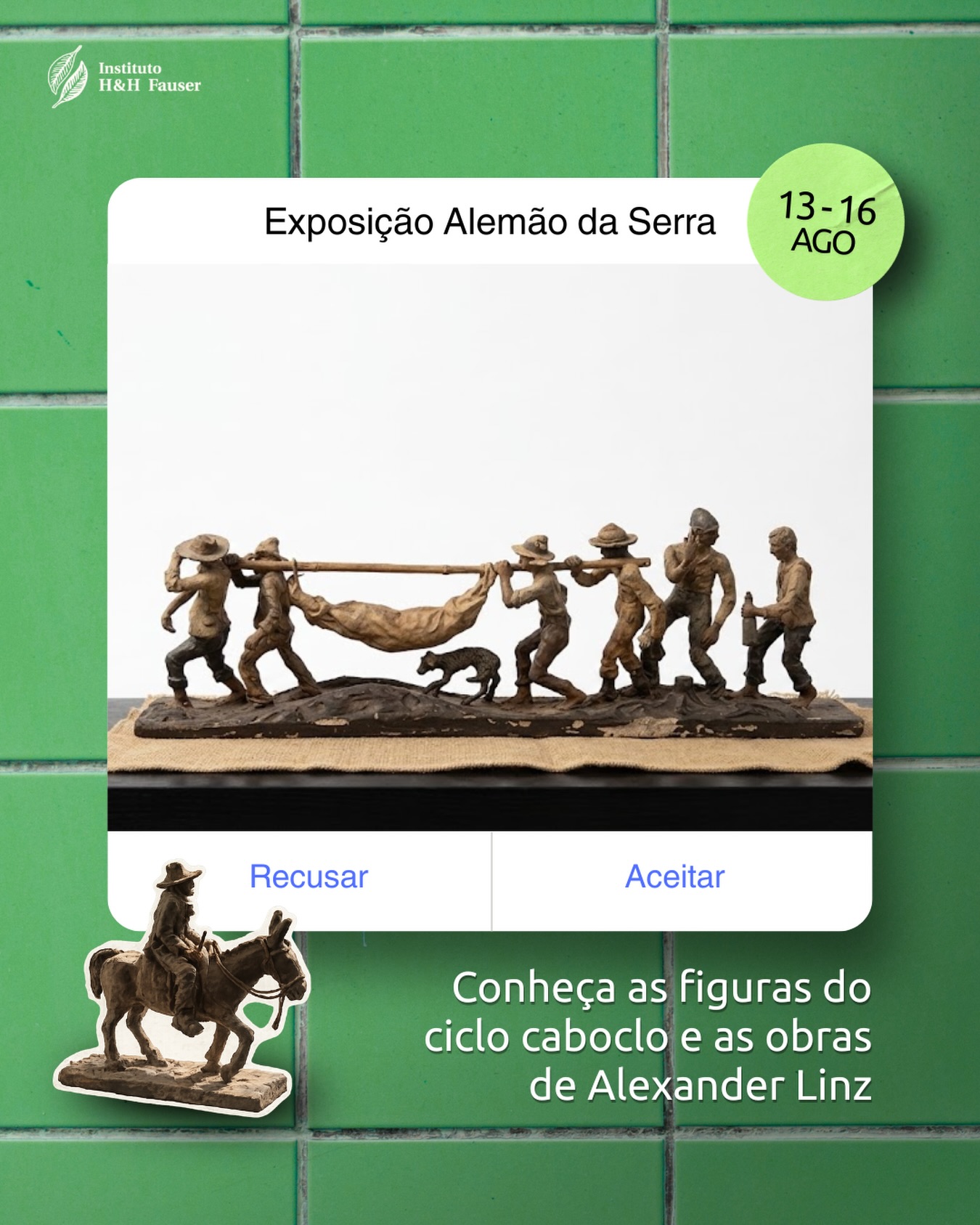 Temos um convite mais do que especial para quem aprecia arte, cultura e boas histórias! 👇
As obras de Alexander Linz, o Alemão da Serra, estarão em exposição durante o Festival do Cambuci e a Festa do Folclore.
Conhecido pelo antigo Bar do Alemão, no Alto da Serra, Alexander Linz retrata em suas obras o cotidiano, a cultura e as tradições da nossa região, com destaque para as figuras do ciclo caboclo.
🗓️ 13 a 16 de agosto
🕙 Das 10h às 19h
📍 Salão Nobre da Fundação Cultural Benedicto Siqueira e Silva – Paraibuna, SP
Esperamos por você! 💚
#ihhf #paraibuna #festivaldocambuci #mataatlantica #arte