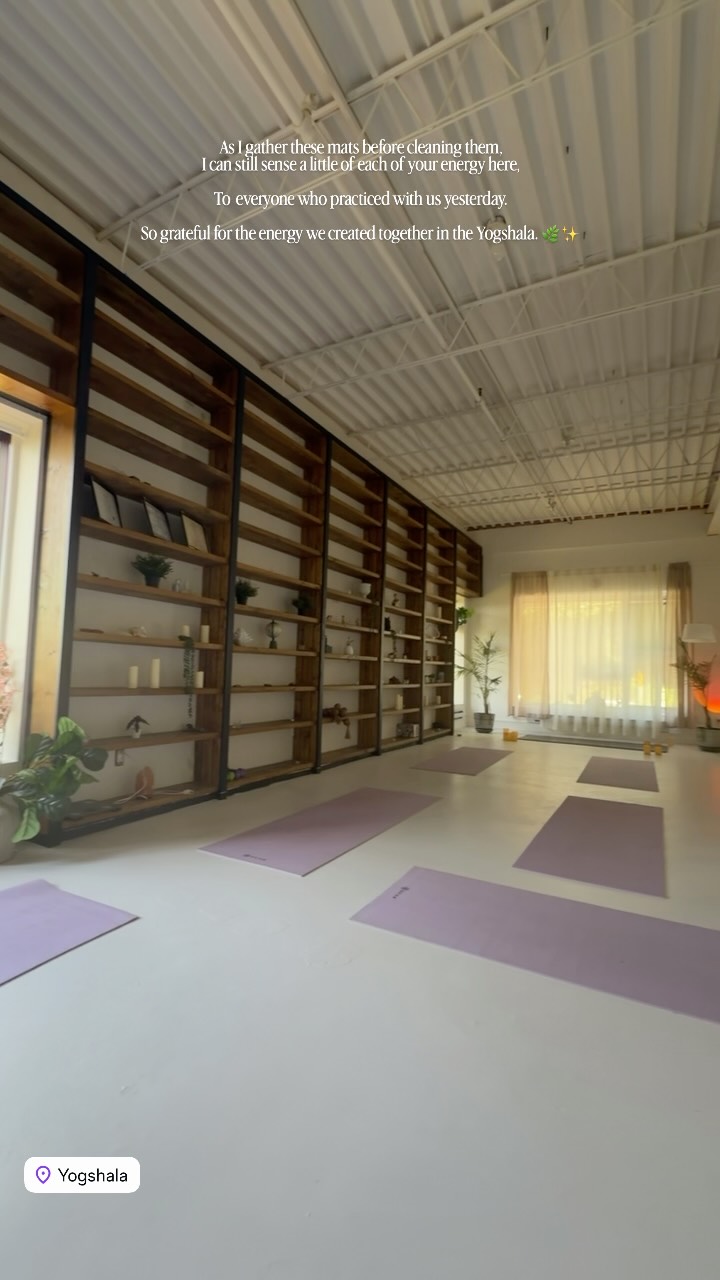The room is quiet again, but somehow it doesn’t feel empty.
As I pick up each mat before cleaning them, I can still sense the energy of the person who practiced there yesterday.
A little warmth.
A little presence.
A little something left behind.
Maybe that’s what happens when we truly arrive somewhere,
a part of us stays!🌸✨
Feeling deeply grateful for what we shared together in the Yogshala. 🙏🌿✨