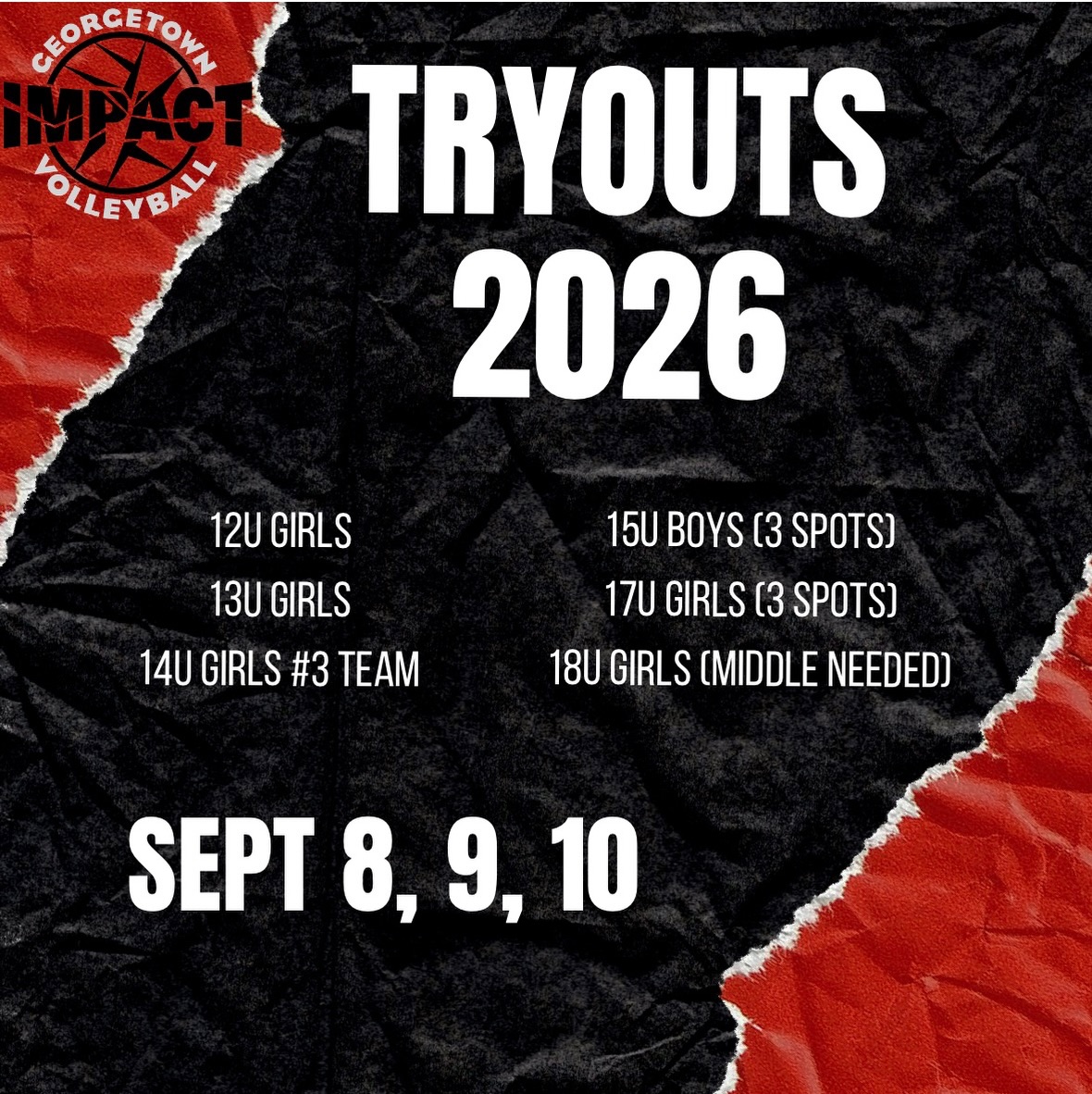 Registration is now open! Link is in bio. These are the only ages we are hosting tryouts for- all other rosters are full.