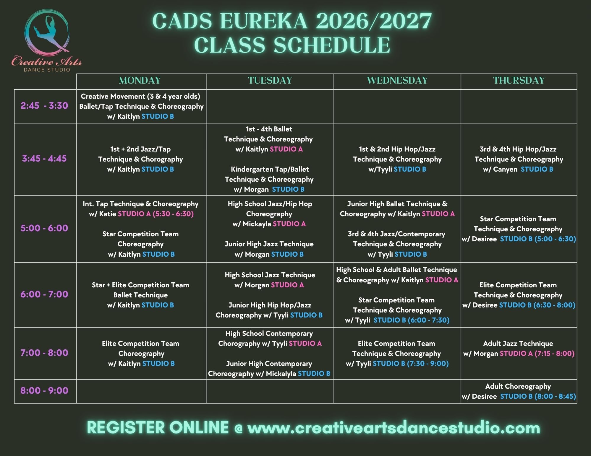 ✨ NEW SEMESTER • REGISTRATION IS OPEN! ✨
It’s time to dance! We’re excited to welcome dancers back for a brand new semester of classes, fun, & movement.
Whether you’re a returning dancer or joining us for the first time, we have a place for you! 🫶🏼
📅 Registration is officially OPEN
🩰 Classes begin Monday, September 21st
📍 Creative Arts Center / Creative Arts Dance Studio
🔗 Register now: www.creativeartsdancestudio.com
Spots may fill quickly, so don’t wait! Tag a friend who’s ready to dance with you!
#cadslife #creativeartsdancer #dancestudio #cads20262027 #letsgo