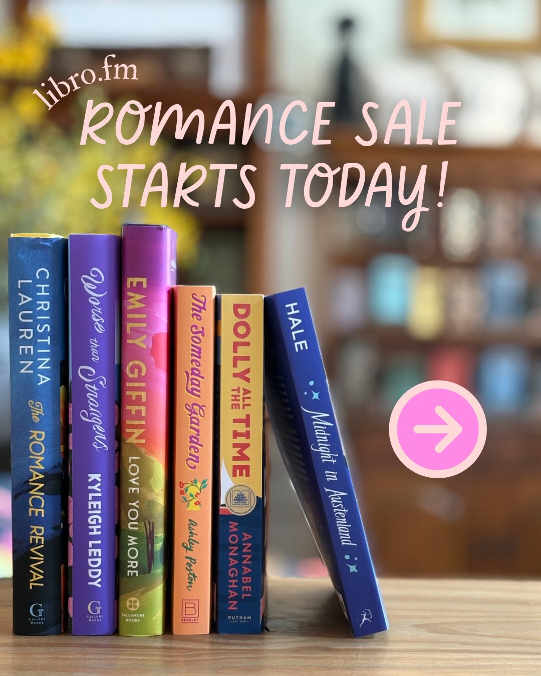 Hey, book lovers!💗📚
Pop over to @librofm for their romance audiobook sale now through August 19! 🎀🎧
To celebrate Bookstore Romance Day, Libro.fm is running a sale on romance audiobooks from August 12-19, with tons available for $5 USD or less! And the best part? Every purchase supports our bookshop, Naughty Dog Books!😍🐾
You don’t need to be a member to shop the sale, but members do get an additional 30% off! Head to the link in our bio to shop! 💌