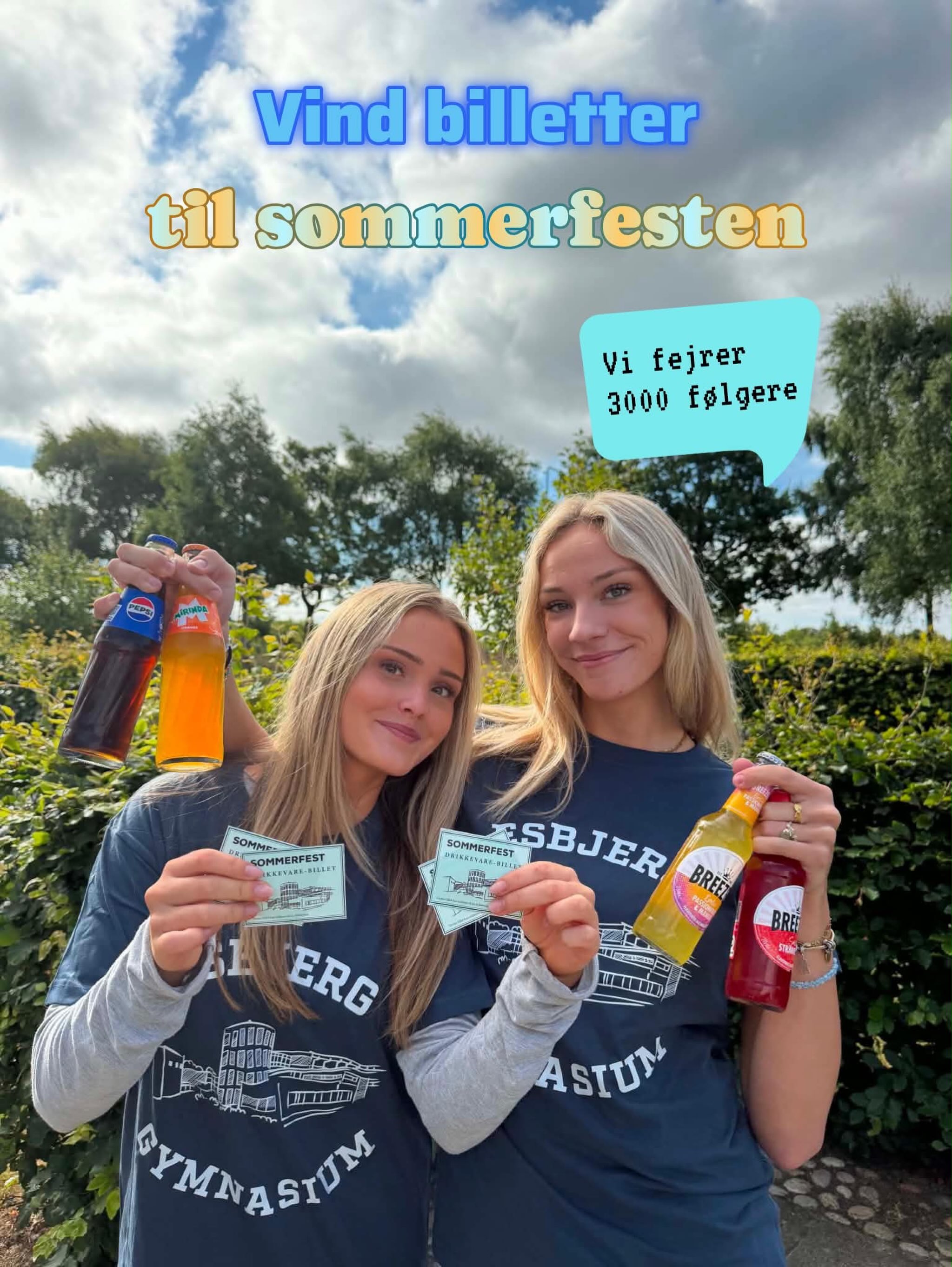 VIND billetter og drikkevarebilletter til sommerfesten! ☀️❤️
Skal du med til sommerfesten fredag d. 28/8? Så har du nu chancen for at vinde billetter og drikkevarebilletter til dig og en ven! 🥳
🥤 For førsteårselever:
I er allerede tilmeldt festen, så derfor kan du og en ven vinde 3 drikkevarebilletter hver🍹
🎟️ For alle andre:
Vind 1 billet + 3 drikkevarebilletter til dig og en ven ☀️
Sådan deltager du:
- Følg @esbjerggymnasium på Instagram 📲
- Like opslaget ❤️
- Kommenter med din yndlings fest emoji
- Skriv hvilken klasse du går i
- Skriv gerne, hvem du vil dele præmien med 🫶
Vi trækker vinderne på mandag og de får direkte besked på insta 💌
OBS: Kun for nuværende elever.