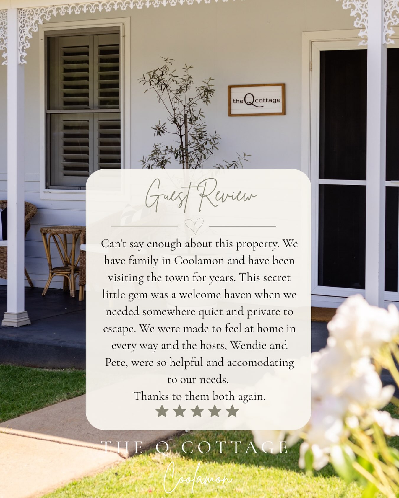 Thereโs nothing we love more than hearing that our guests have felt at home at The Q Cottage ๐ค
Receiving beautiful reviews like this means so much to us. Our little cottage was created to be a place to slow down, switch off and feel completely at home, so hearing it described as a โsecret little gemโ and a โwelcome havenโ absolutely made our day.
Thank you to our lovely guests for choosing The Q Cottage for your stay in Coolamon. Weโd love to welcome you back again someday ๐ค๐ค
The Q Cottage | Coolamon, NSW #theqcottage #coolamon #canolatrail #visitcoolamonshire #airbnb