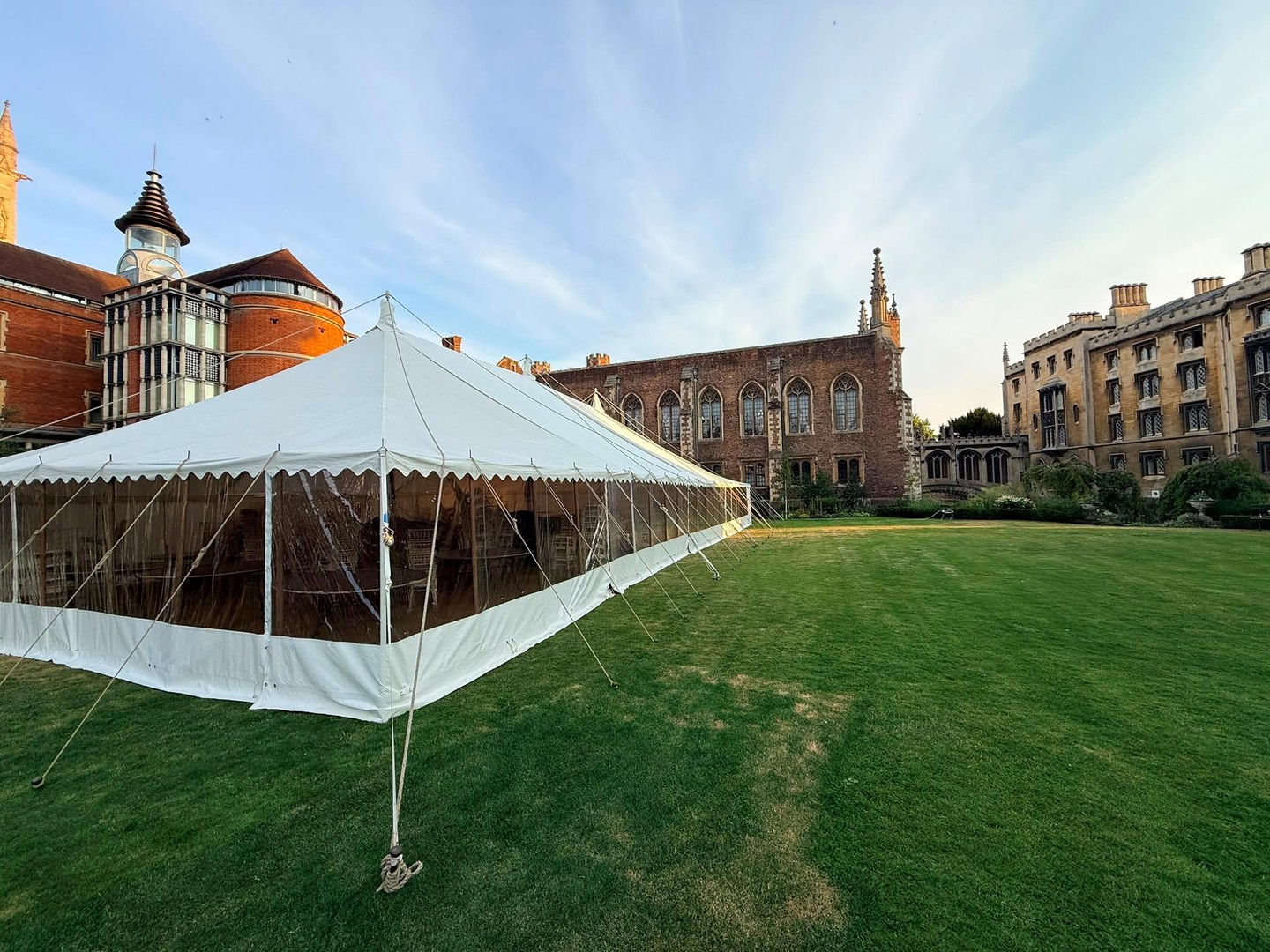 A Cambridge celebration🤍✨
What an honour it was to provide the traditional marquee for this very special wedding at one of Cambridge's historic colleges, celebrating the marriage of the Master's son.
Set against the timeless beauty of the traditional buildings, our natural canvas pole marquee felt right at home, adding that quintessentially English touch to an already magical setting.
There really is nothing quite like a traditional marquee wedding on a historic lawn under a summer sky.
If you're planning a wedding at a college, country house or historic venue, our team would love to help design something truly unforgettable.
Talk to the team on 01638 743860 or drop us a DM for more info.
#traditionalmarquee #marqueewedding #luxuryweddings #marqueehire