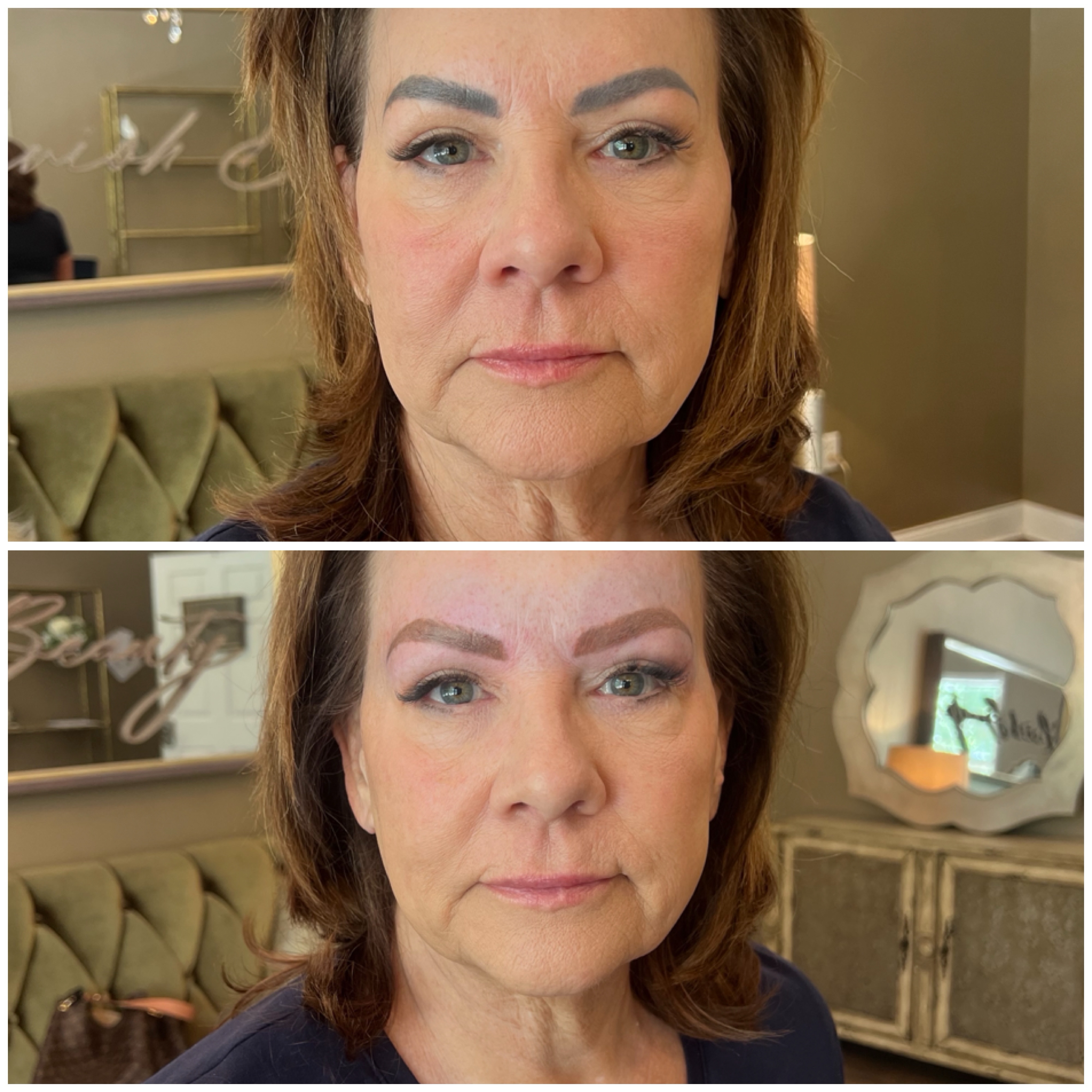 First session of Karen’s FULL COLOR REMOVAL! ( Previous work not mine ) ( this is only the first of four)
www.browcorrection.com / Lavish Beauty
Details….. a full color removal is four or more color removal sessions with targeted perfected removal colors from my 10+ years of PMU exp for less long-term maintenance to conceal or completely remove old undesirable mis-colored previous permanent Makeup.
Your full color removal package with Lavish beauty includes four targeted color removal sessions generally separated by 2 or so weeks. You can still sweat during the process and get sun. Occasionally, you will need to add additional sessions. It just depends on what we are correcting.
More details and pricing on the site www.browcorrection.com All sessions are booked by TEXT 407-402-5821 ******
***Some people ask, why not laser removal?
Sometimes I recommend laser removal, but laser removal also comes with a different kind of downtime, including scabs or blisters, sometimes keloids, and that also means staying out of the sun and hoping that you have a good skilled specialist performing the laser so you do not have any scarring. Additionally, it normally takes multiple sessions separated by Weeks and you are almost always left with some kind of oxidization color that will STILL need removal.
Now I am not against laser removal at all it’s just a more extreme longer process, especially again if you are left with oxidization that I will still need to remove generally, I see green or magenta as the leftover color after laser.