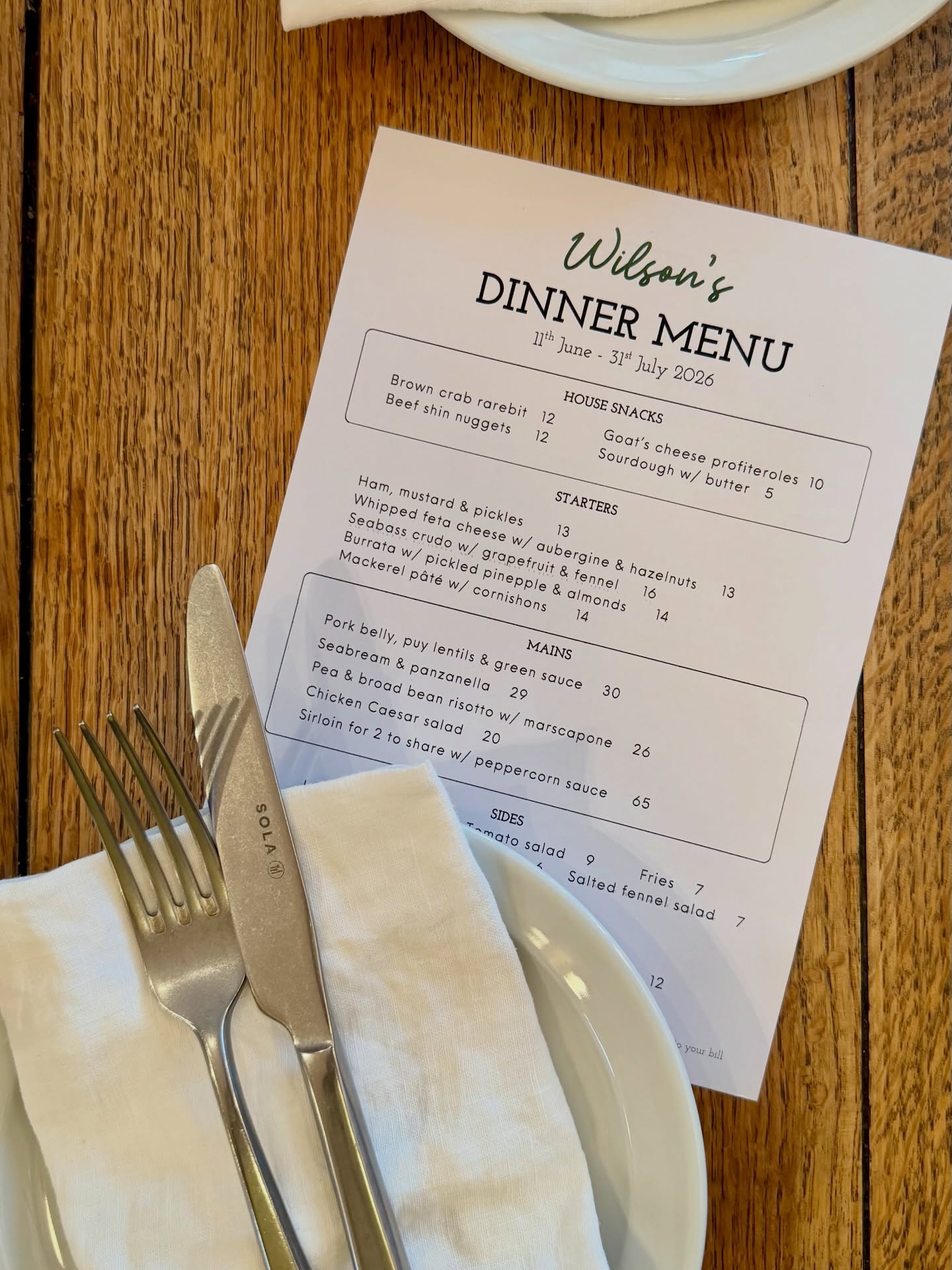 One more week for this menu…so if you like the sound of any of these dishes then get yourself booked in before our summer break!